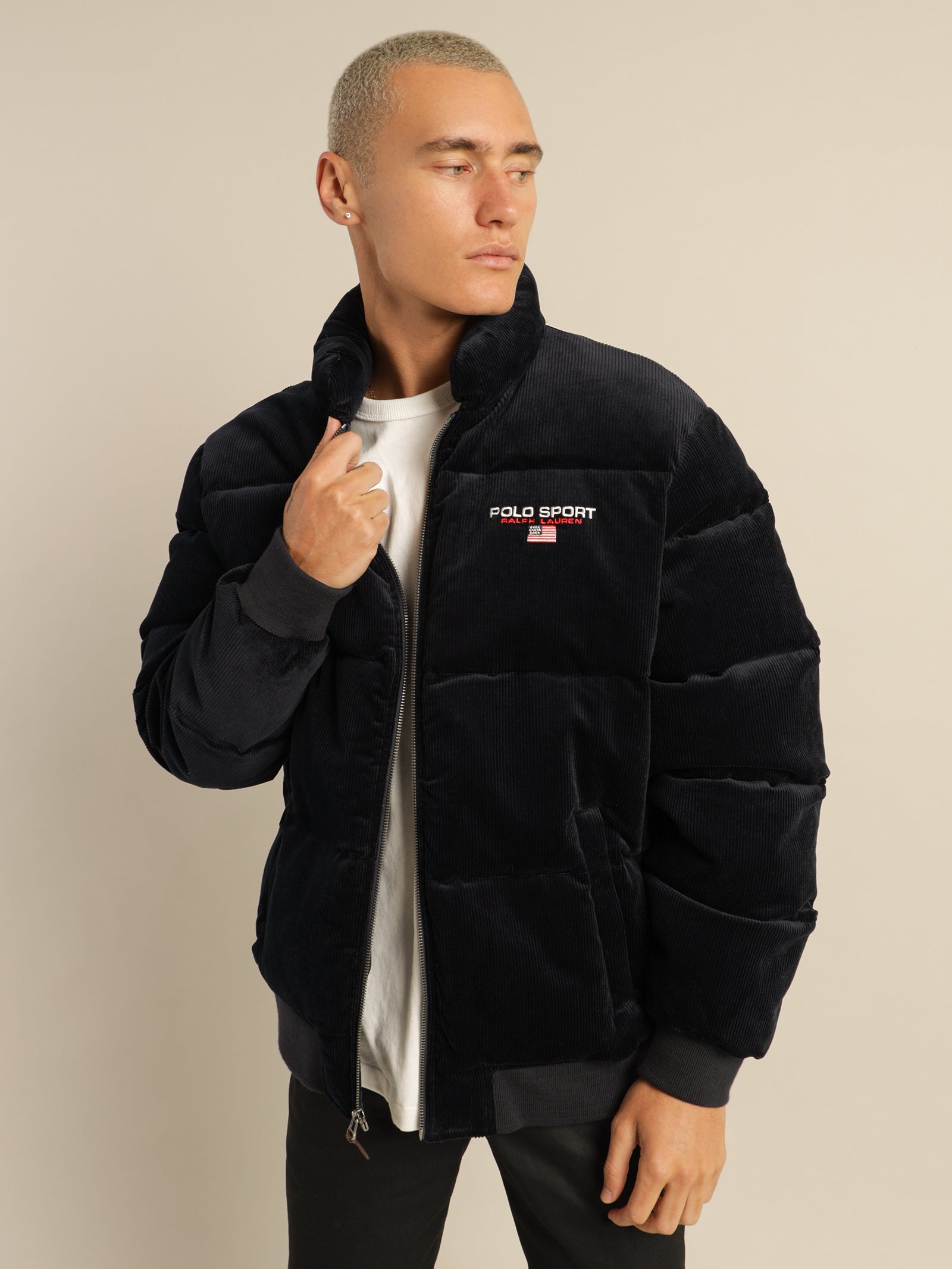 Cord Puffer Insulated Bomber Jacket