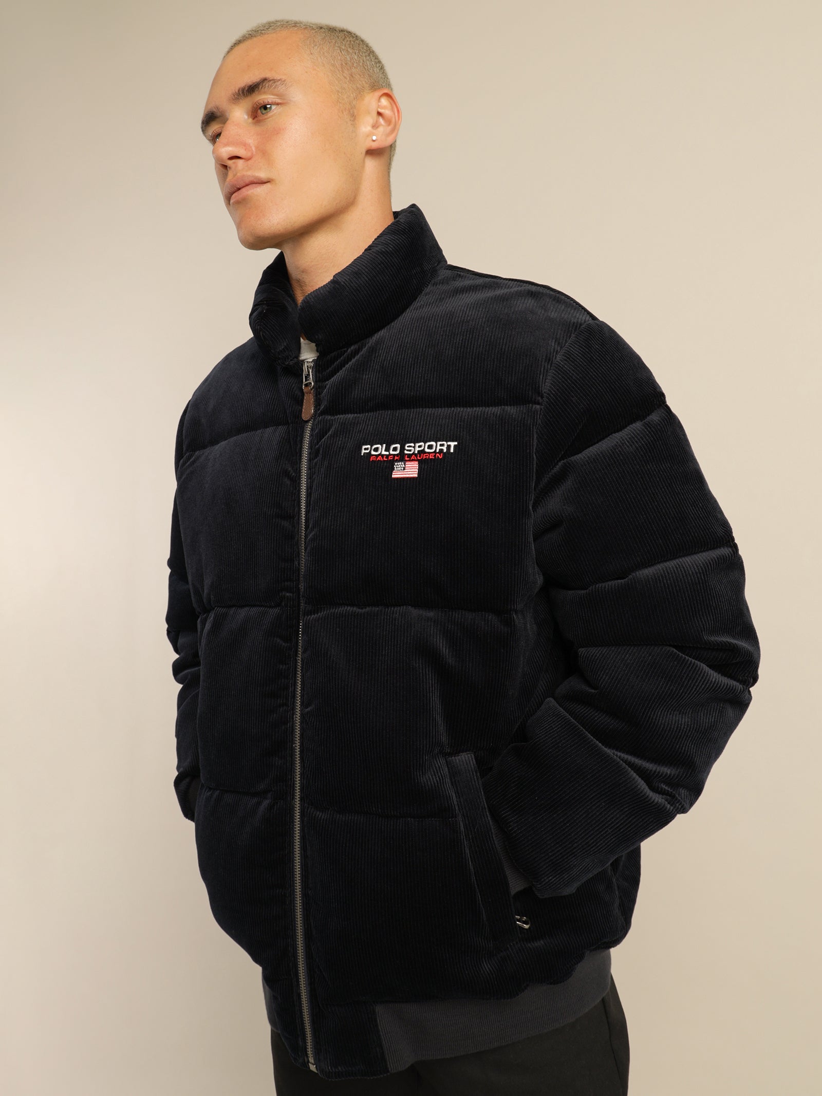 Cord Puffer Insulated Bomber Jacket