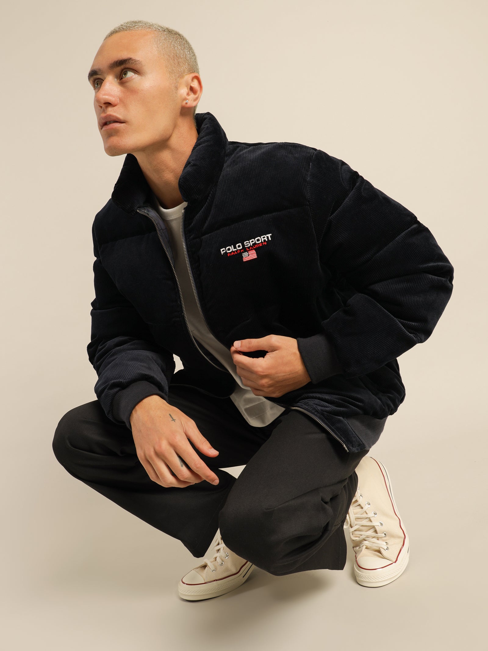 Cord Puffer Insulated Bomber Jacket