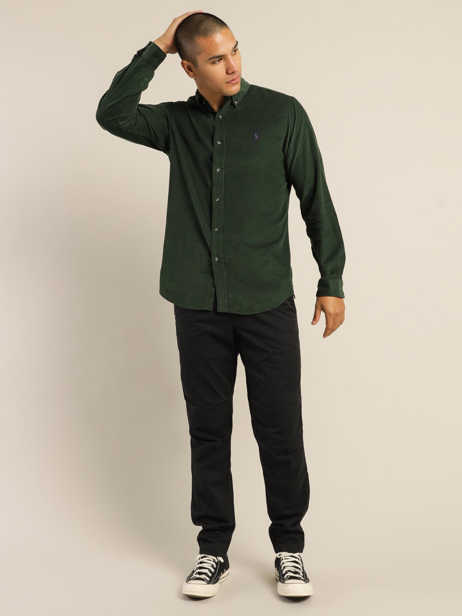 Polo Custom Fit Corduroy Long Sleeve Shirt