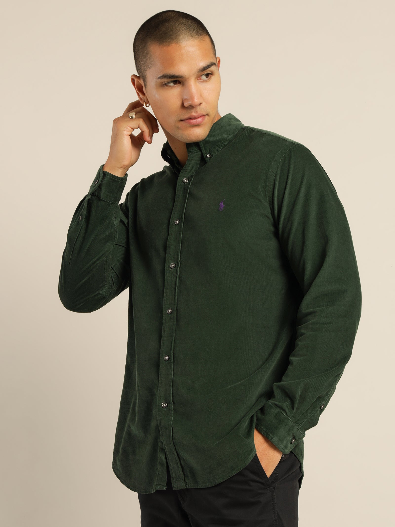 Polo Custom Fit Corduroy Long Sleeve Shirt
