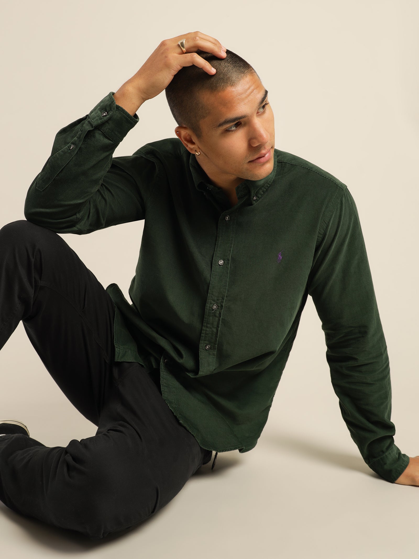 Polo Custom Fit Corduroy Long Sleeve Shirt