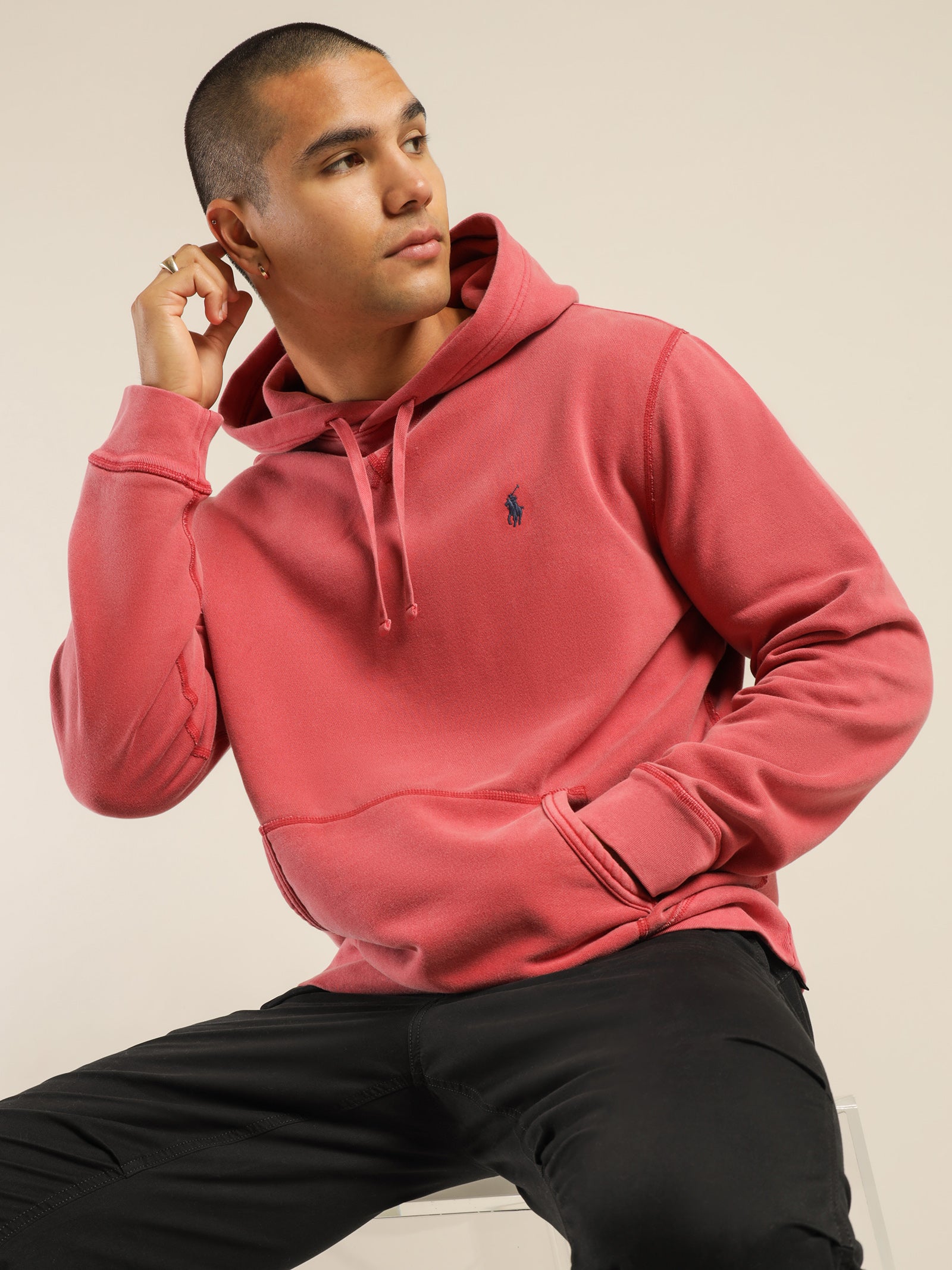Polo Garment Dyed Fleece Hoodie