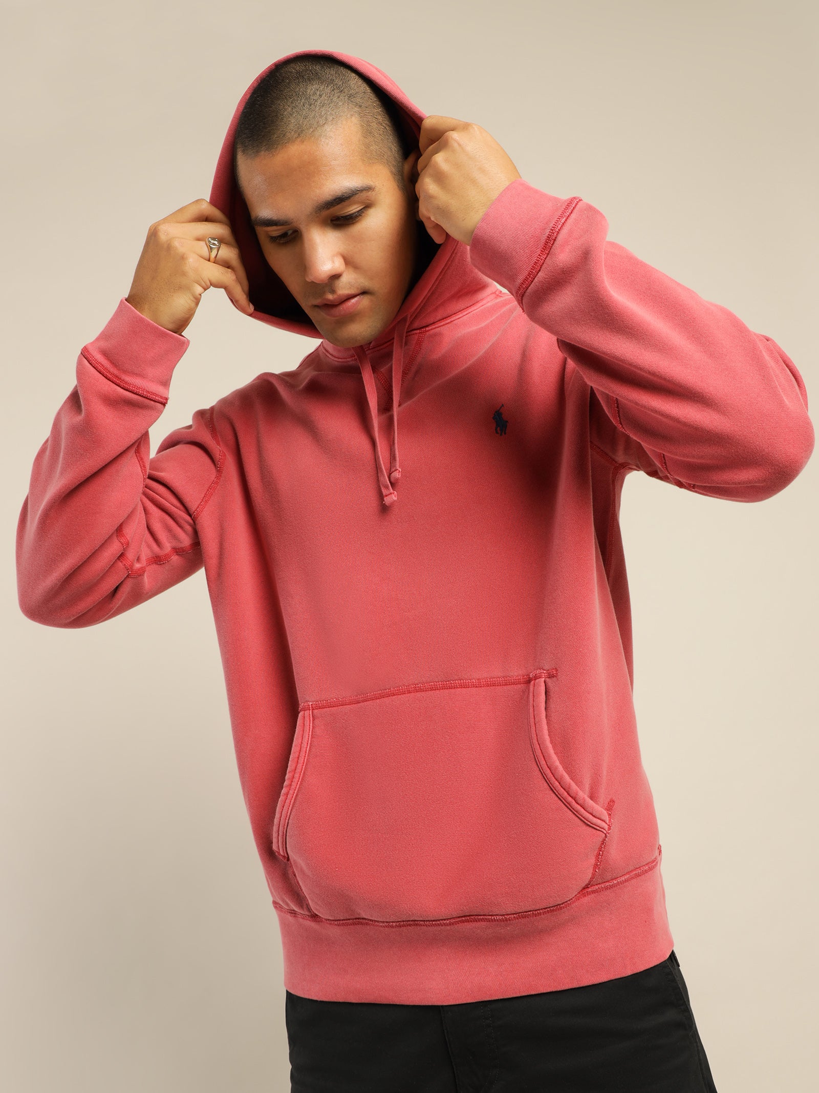 Polo Garment Dyed Fleece Hoodie