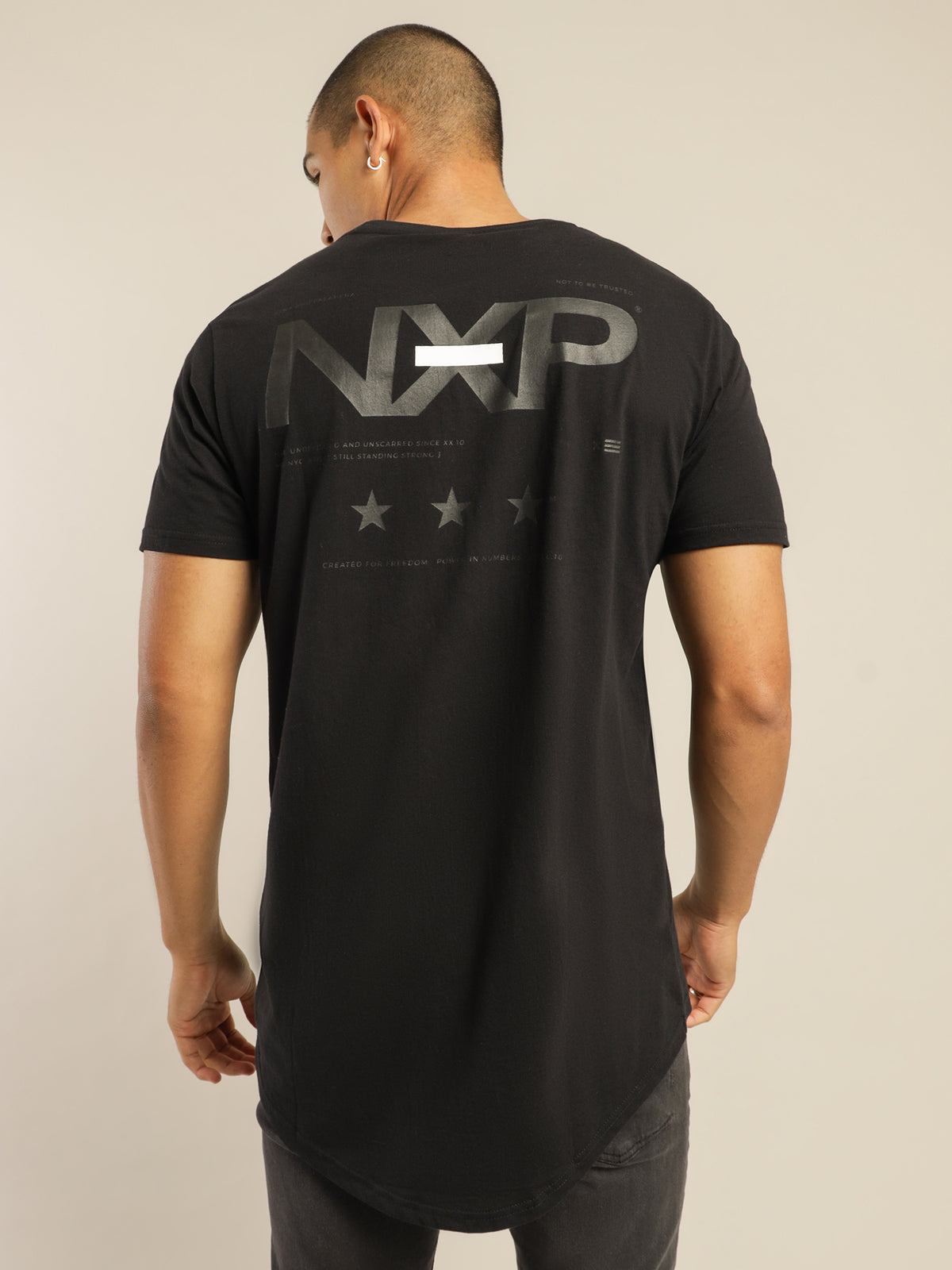 Triggered Cape Back T-Shirt in Black