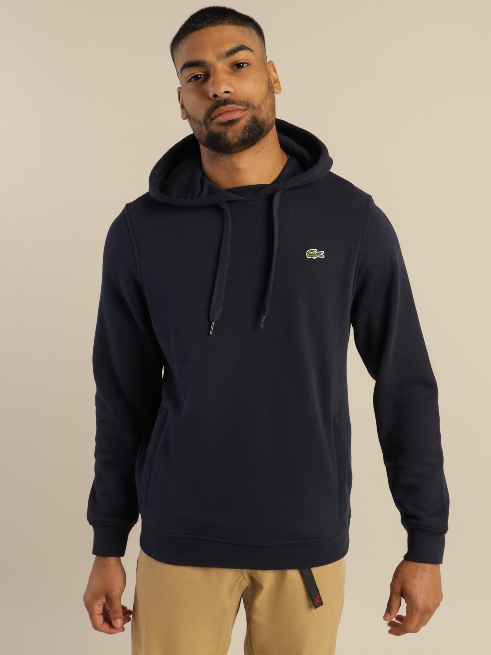 Lacoste Essential Brushed Fleece Hoodie Navy Glue Store