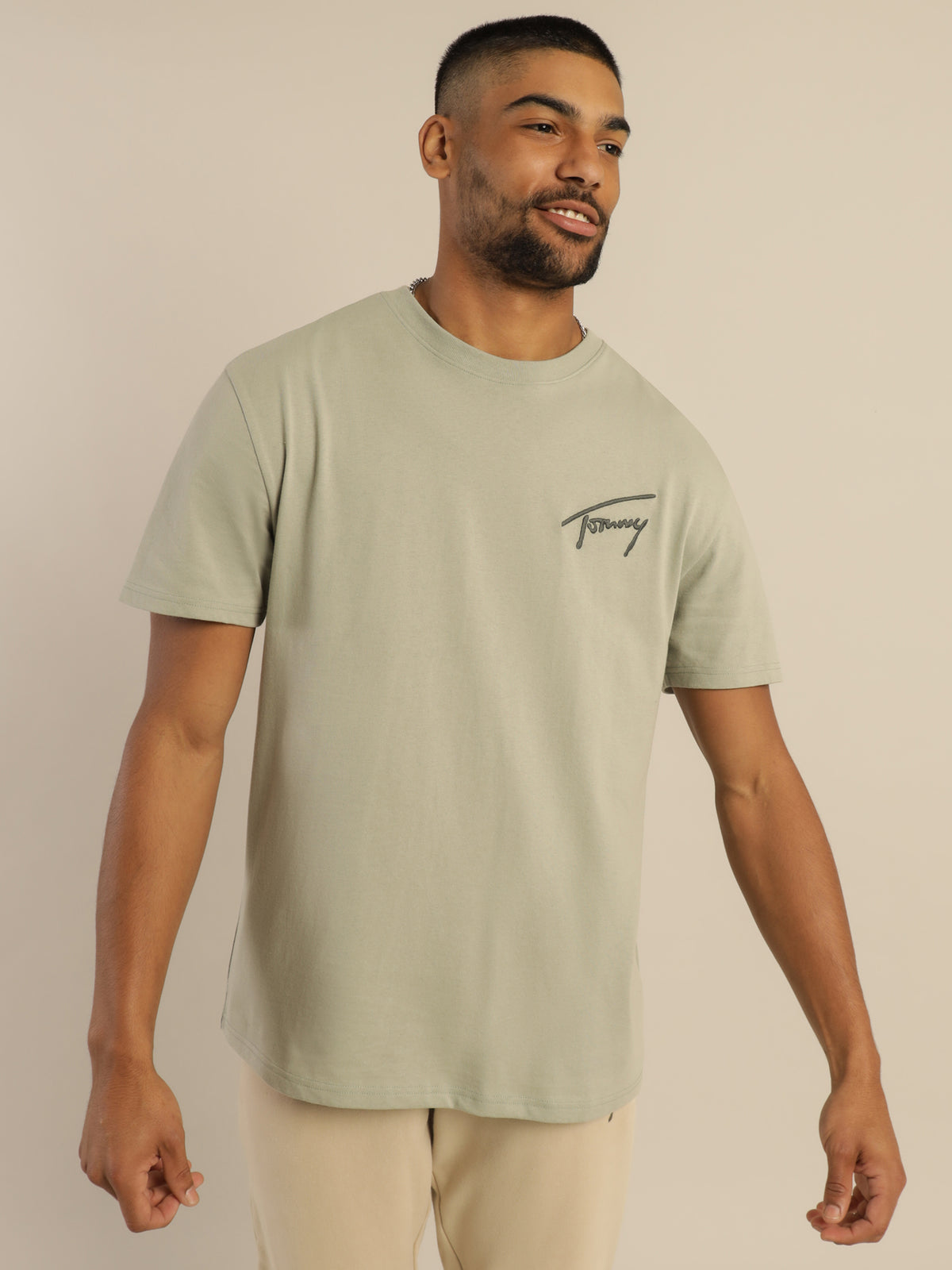 Tommy Signature T-Shirt in Faded Willow Green