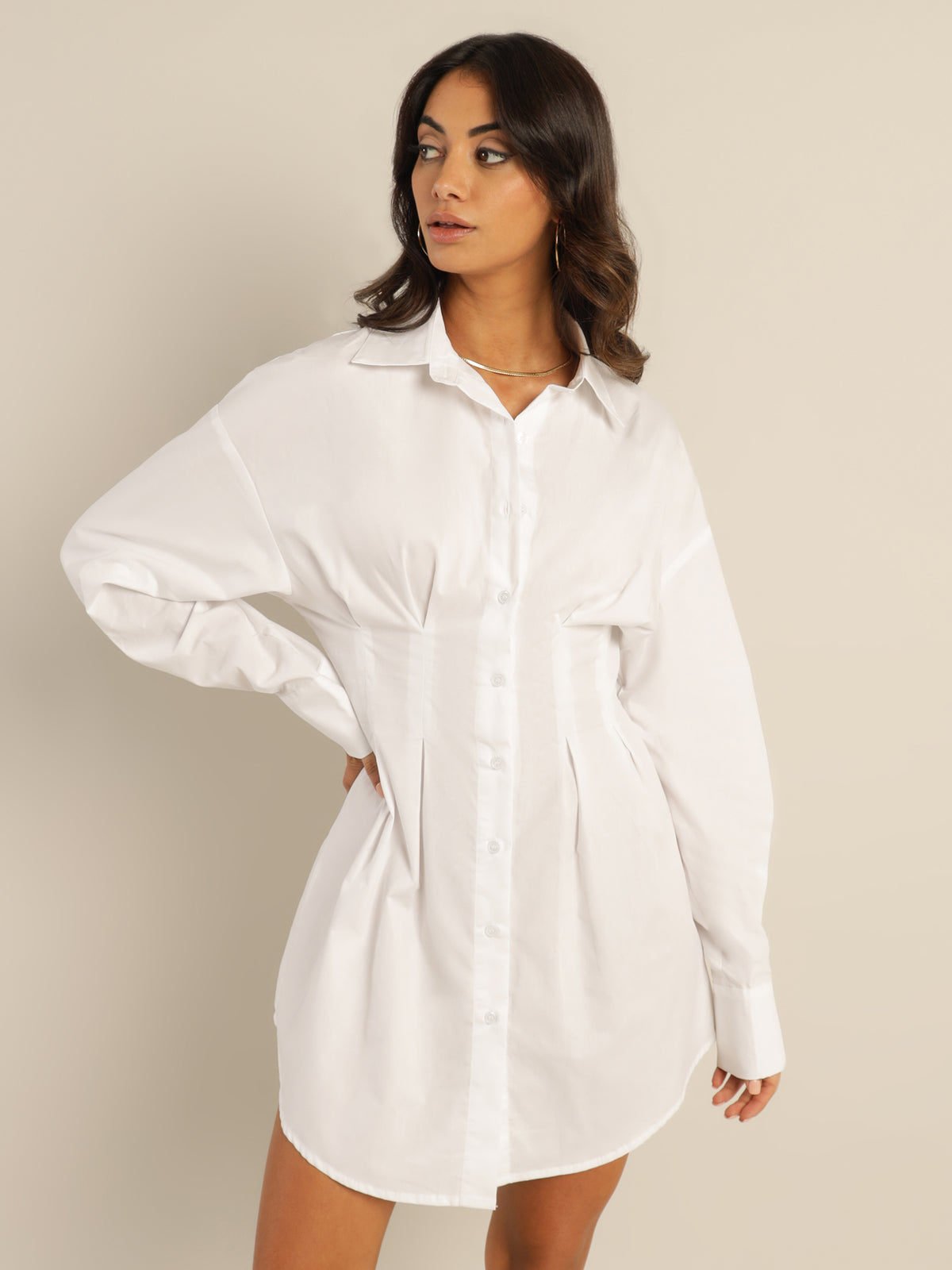 Skylar Shirt Dress in White