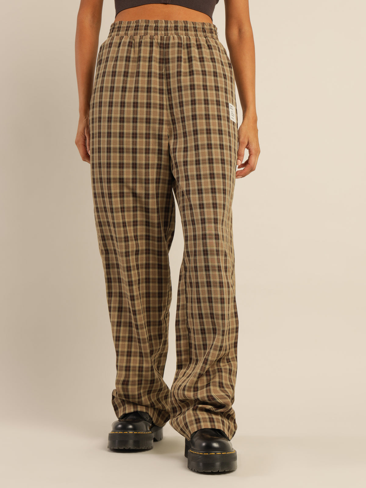 Adley Check Pants in Brown Check