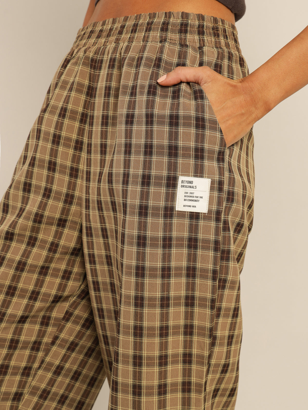 Adley Check Pants in Brown Check