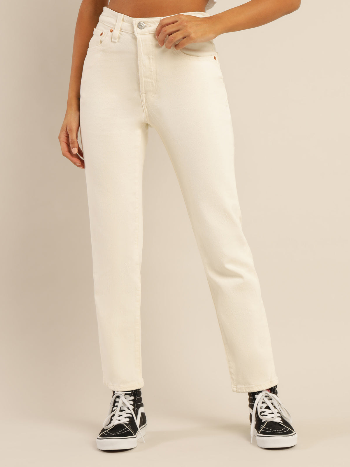 501 Cropped Jeans in Natural Order White
