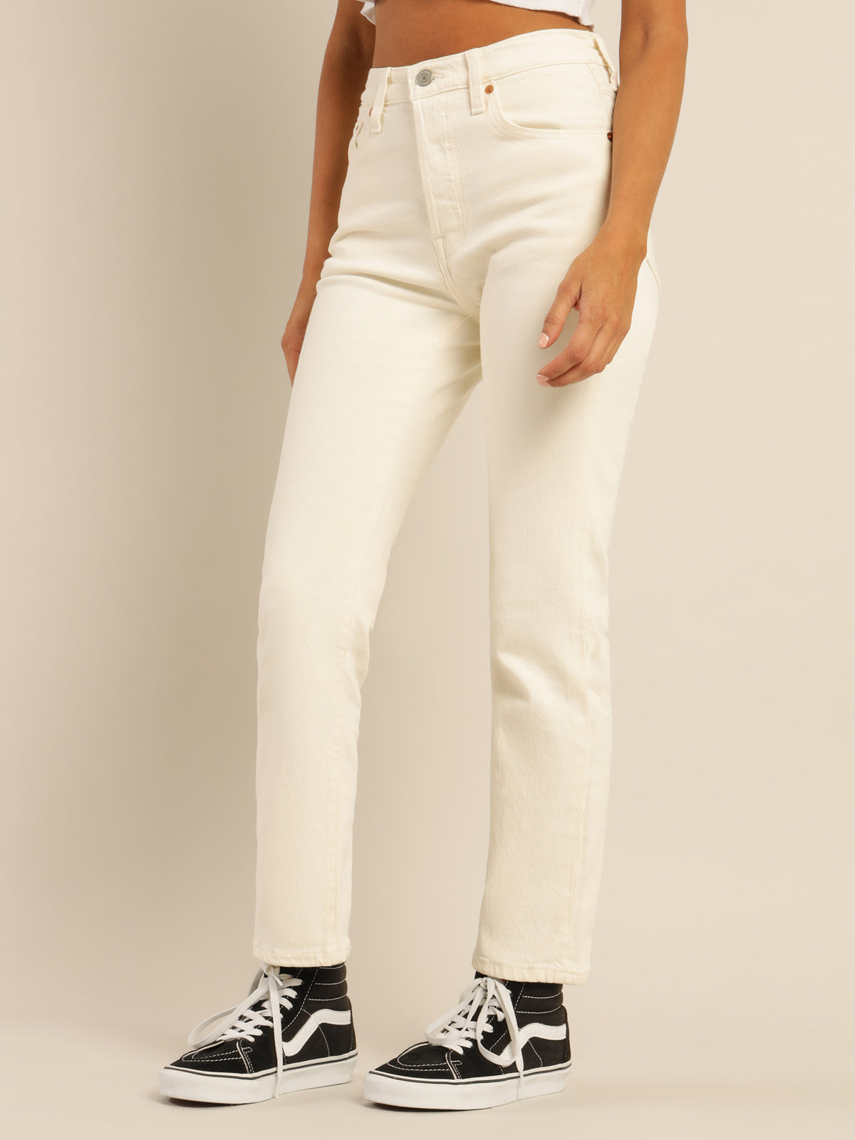 501 Cropped Jeans in Natural Order White