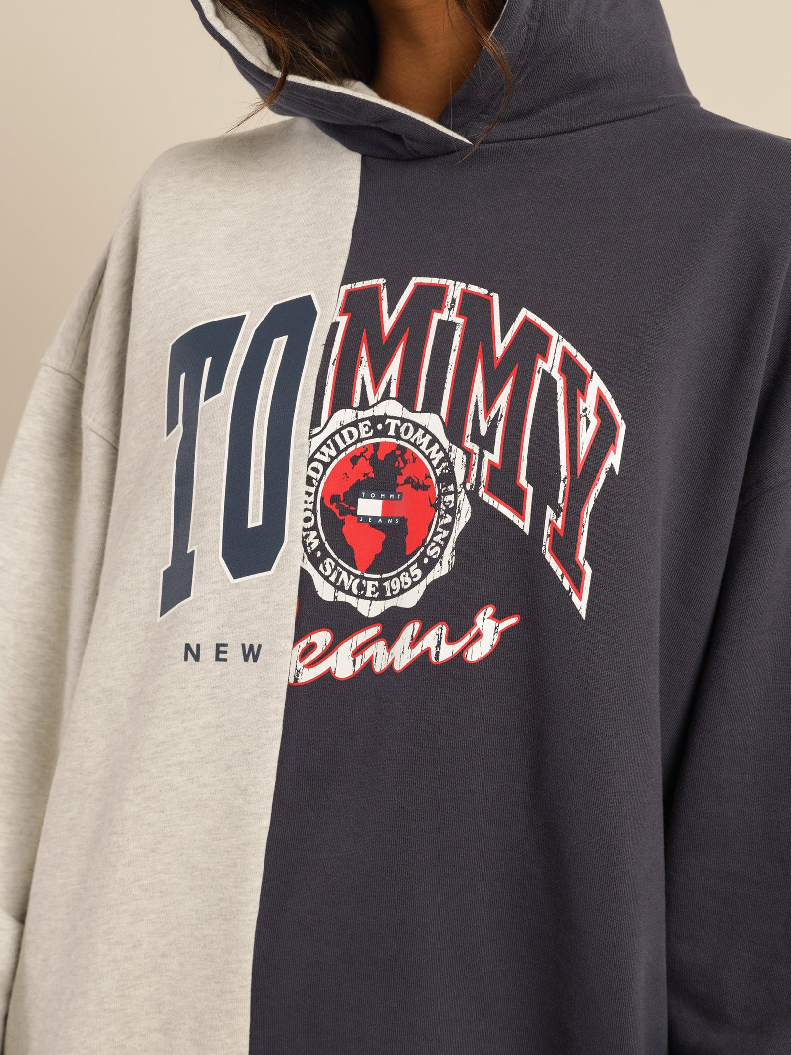 Oversized College Splicing Hoodie