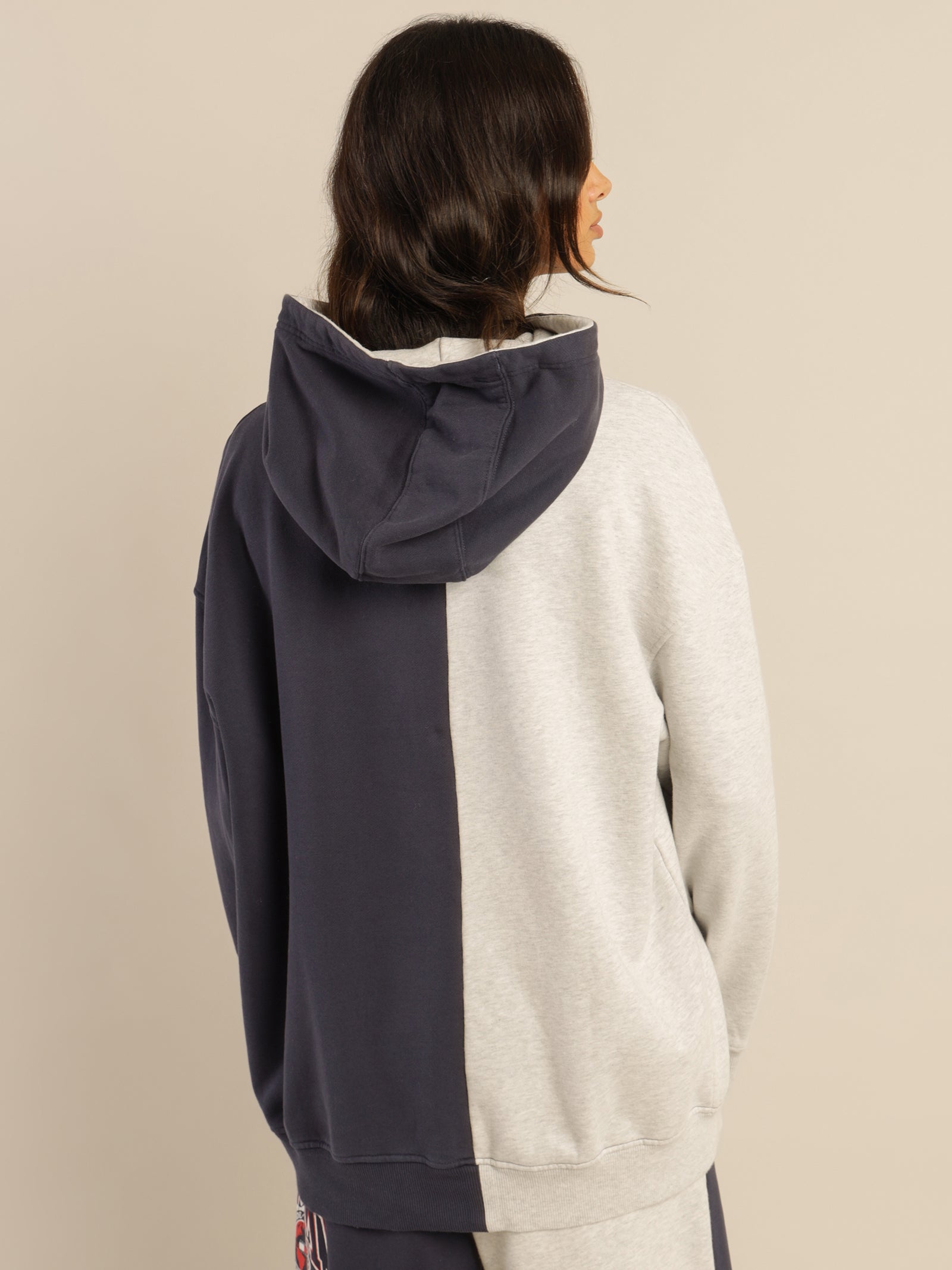 Oversized College Splicing Hoodie