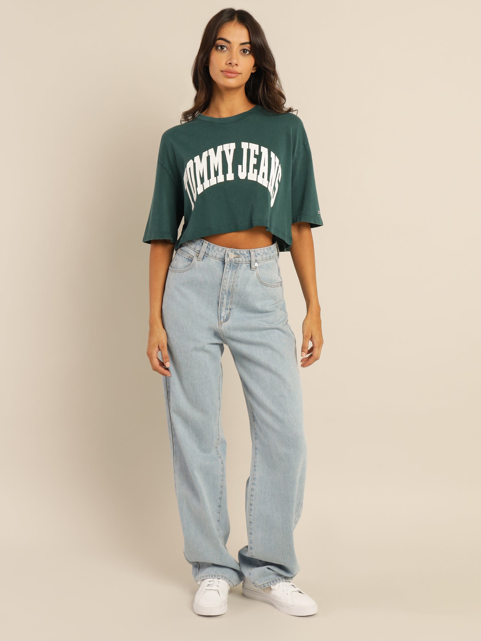 Oversized Crop College Short Sleeve T-Shirt