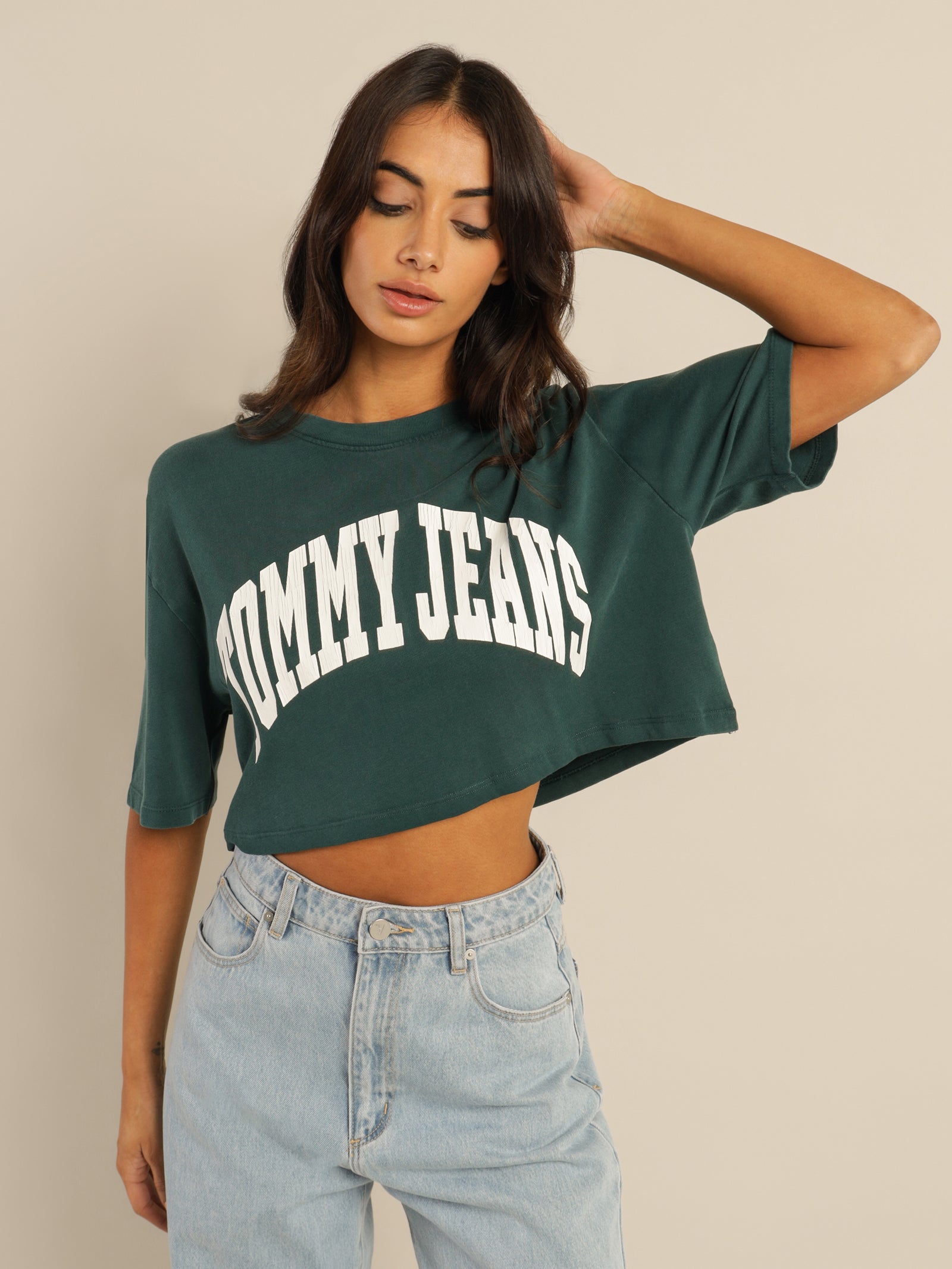 Oversized Crop College Short Sleeve T-Shirt