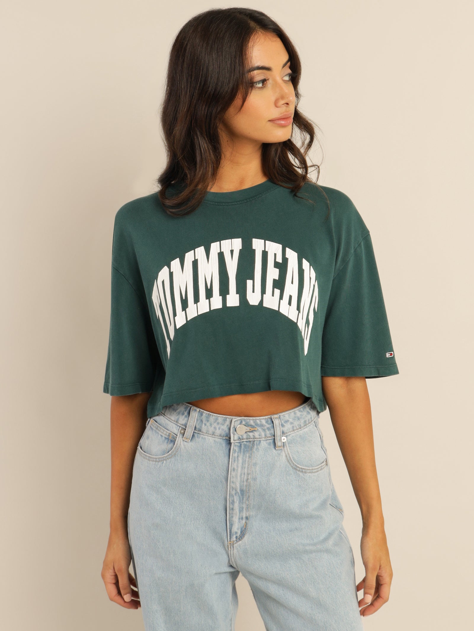 Oversized Crop College Short Sleeve T-Shirt