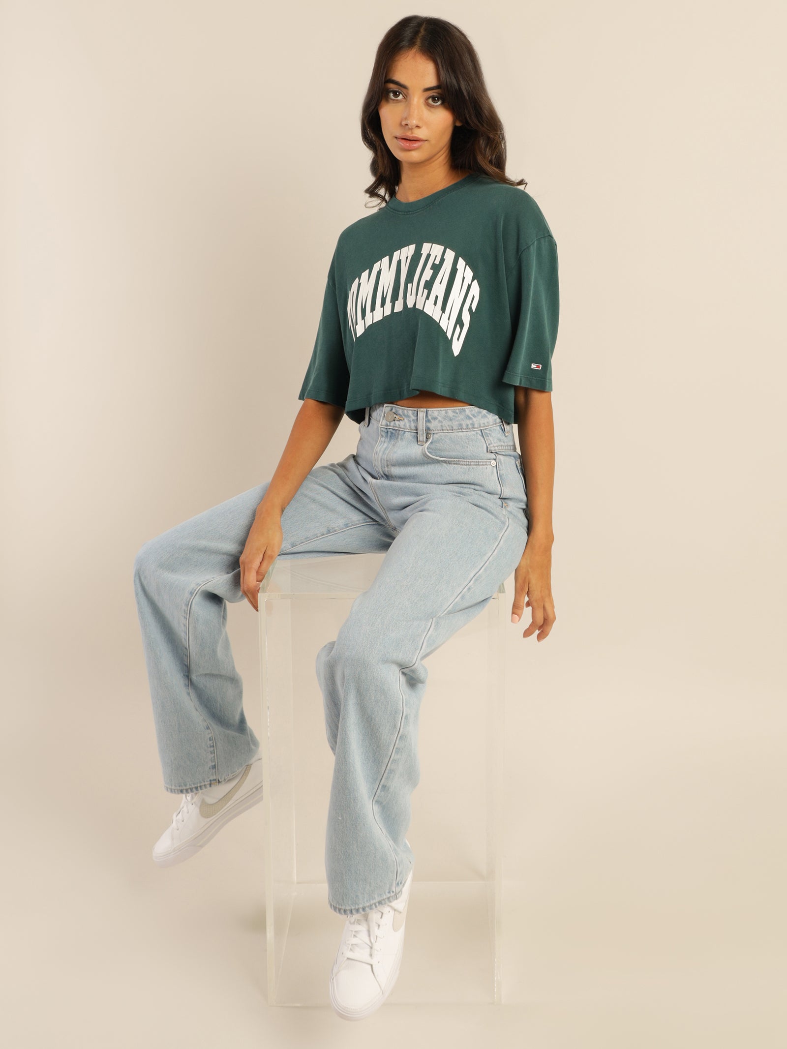 Oversized Crop College Short Sleeve T-Shirt