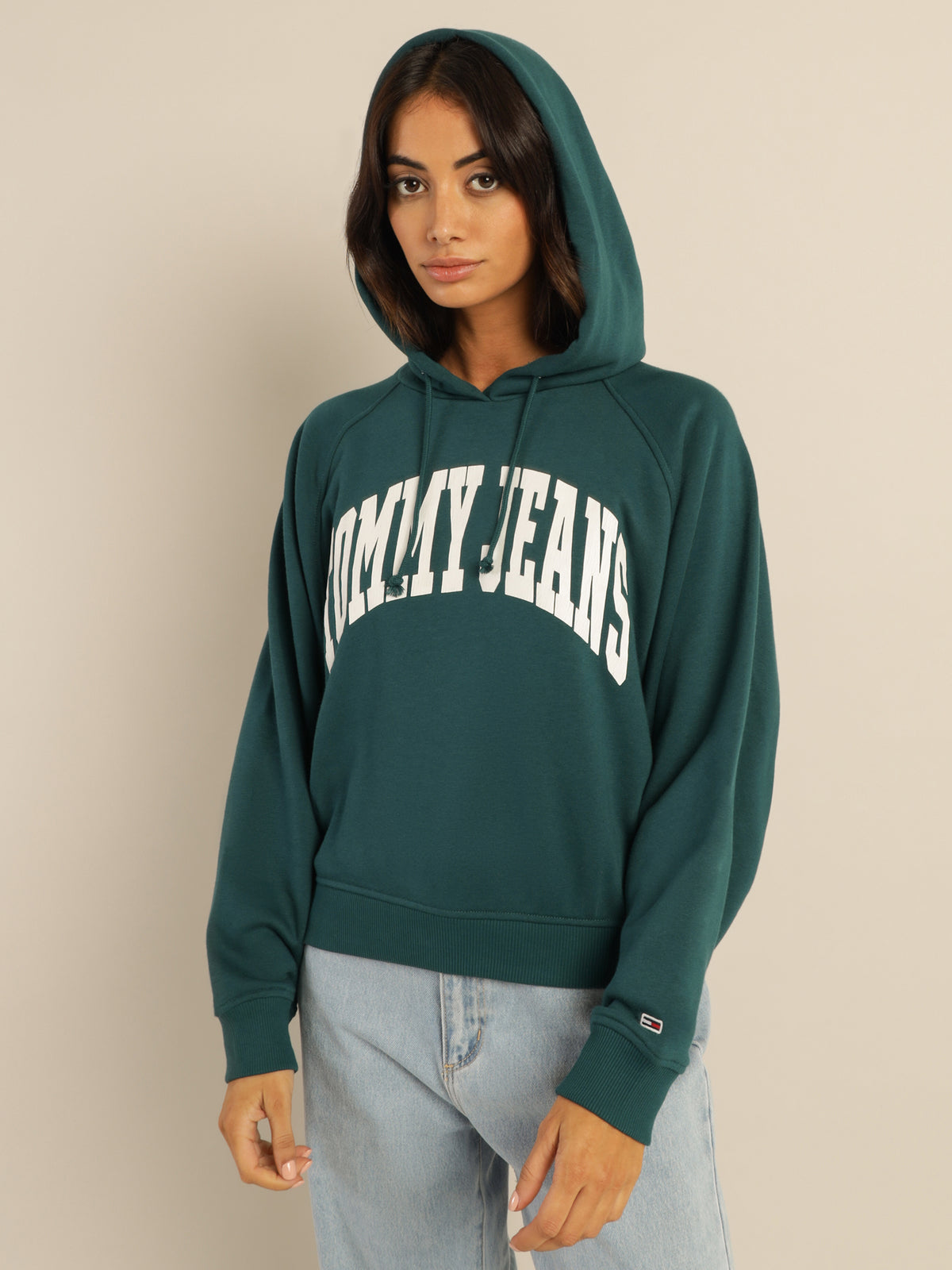 Relaxed College Hoodie in Rainforest Green