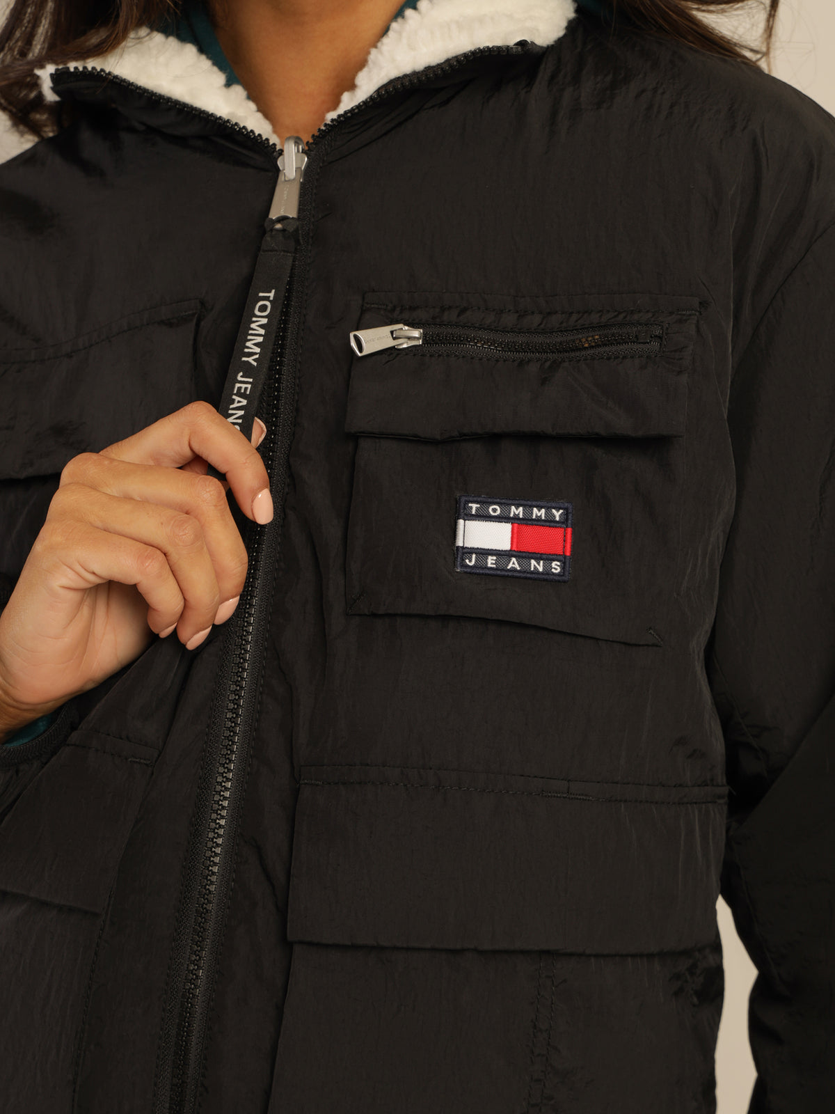 Reversible Sherpa Jacket in Black