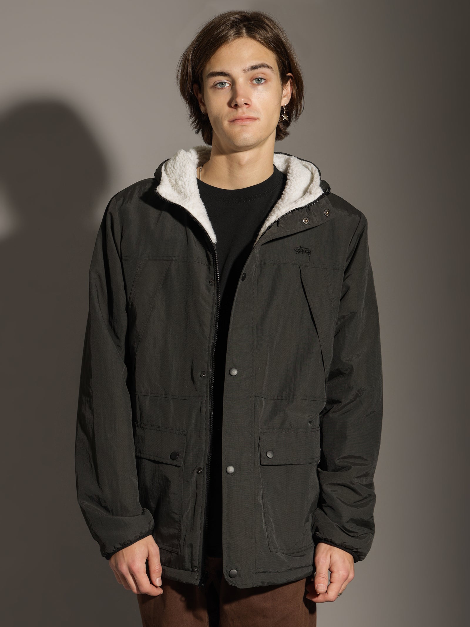 Stussy Stock Sherpa Reversible Jacket Black Glue Store