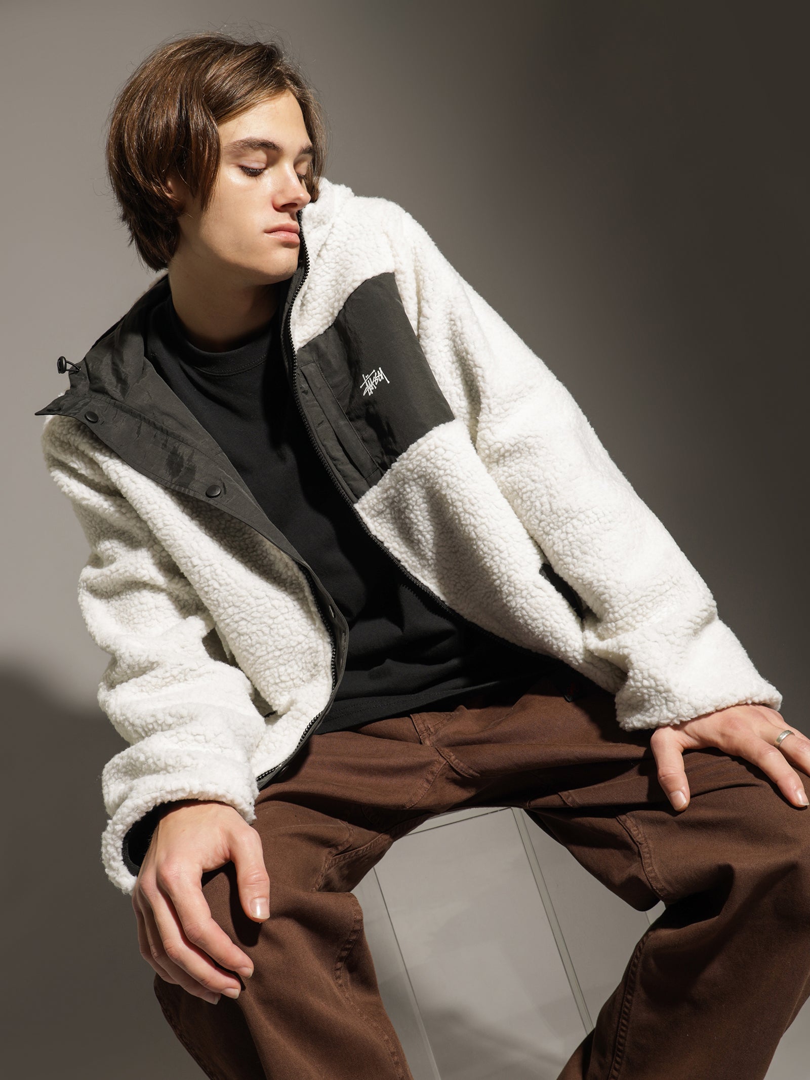 Stussy Stock Sherpa Reversible Jacket Black Glue Store