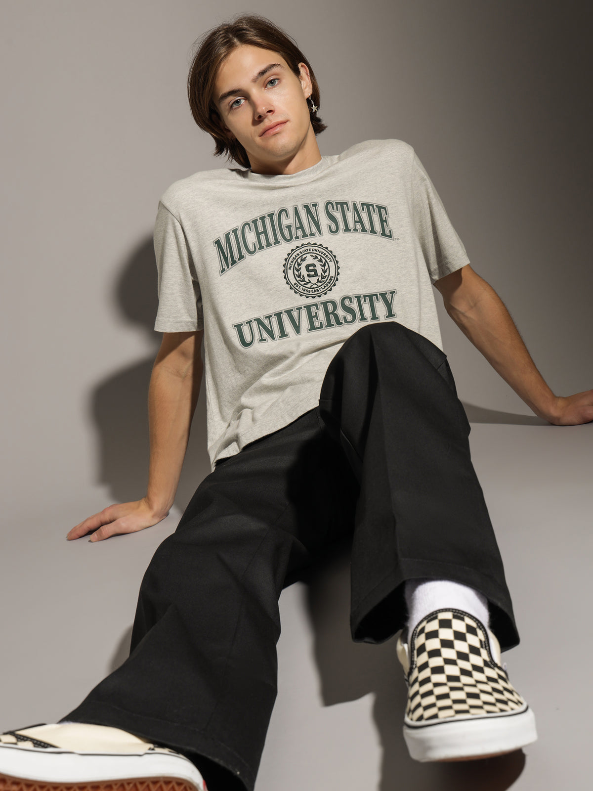 Michigan State University Reef Arch Logo T-Shirt in Vintage Grey Marle