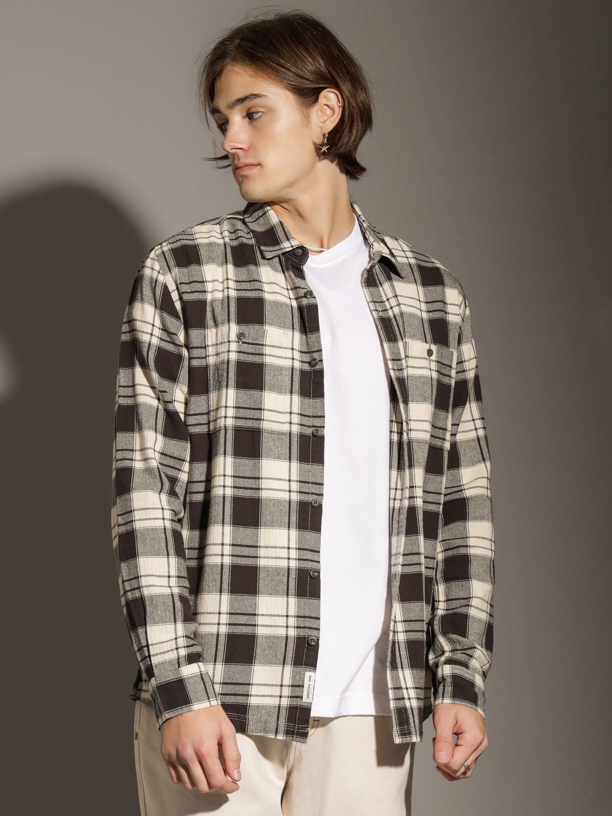Anderson Plaid Long Sleeve Shirt in Alabaster