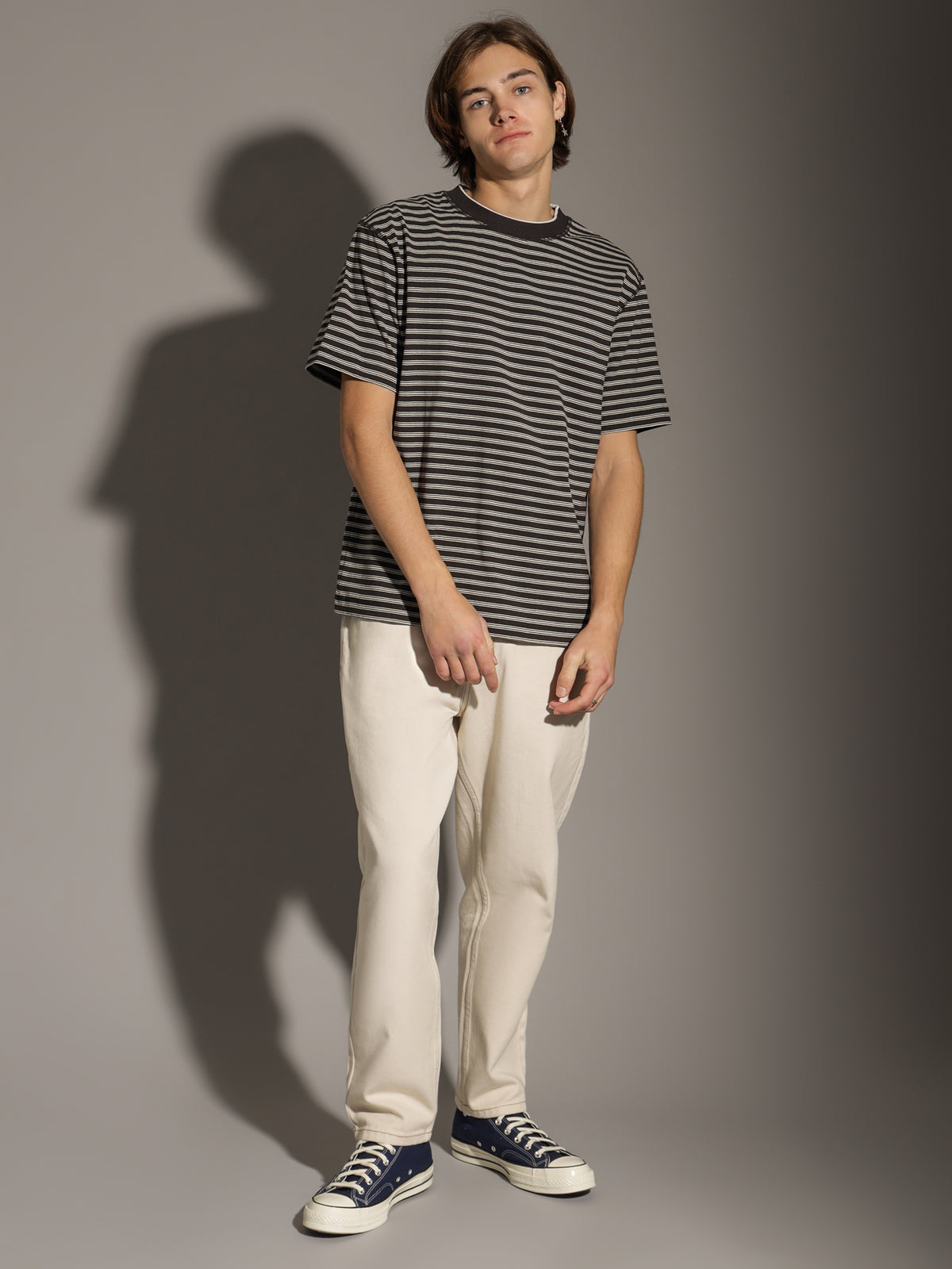 Silas Striped T-Shirt in Coal