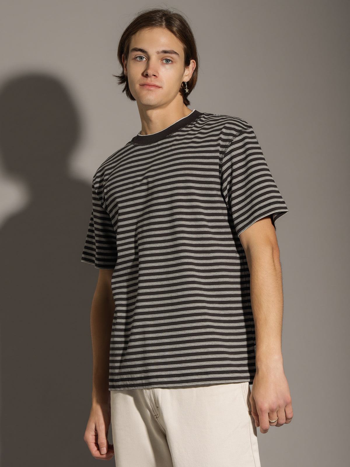 Silas Striped T-Shirt in Coal