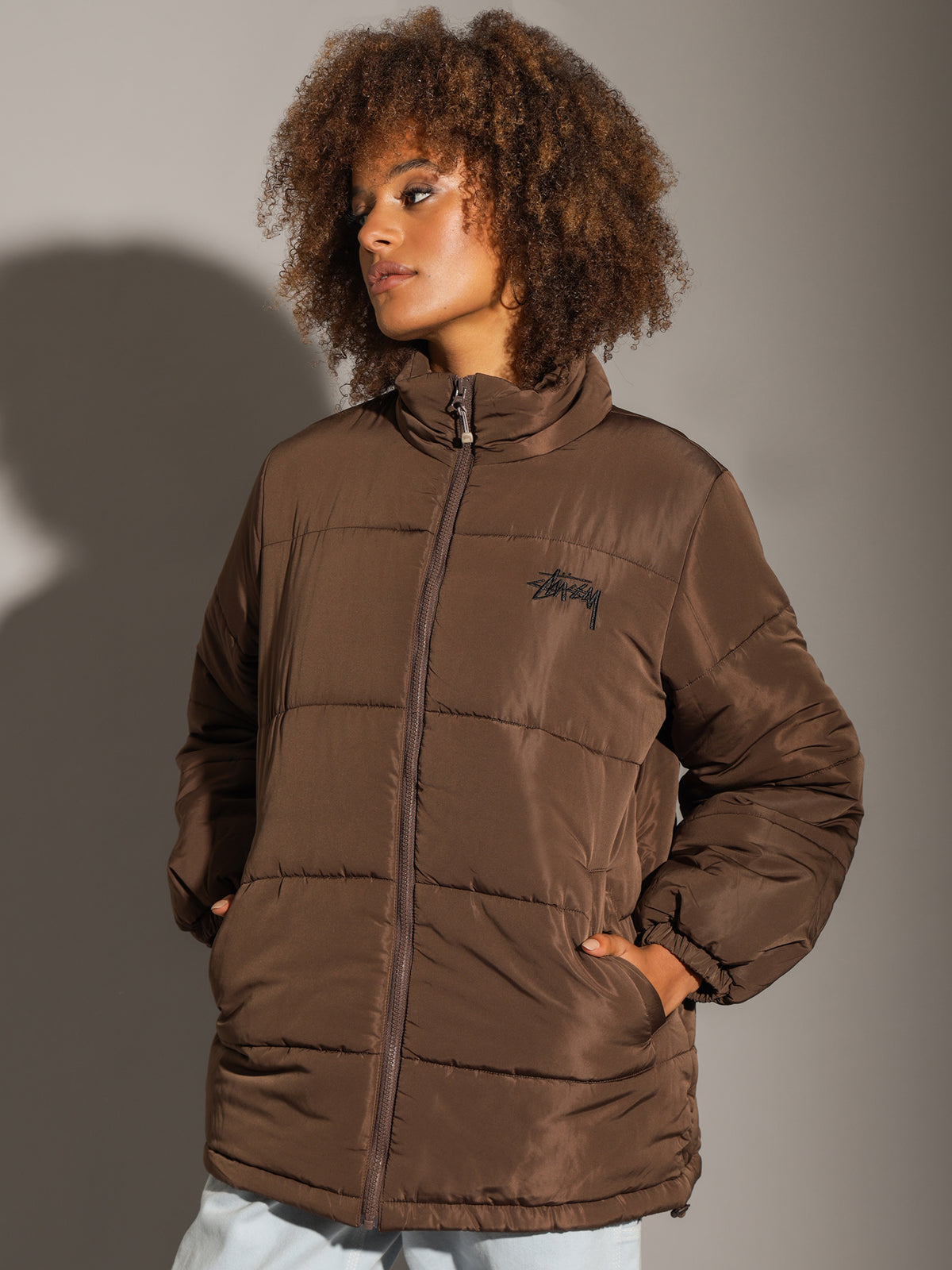 Stock Puffer Jacket in Brown