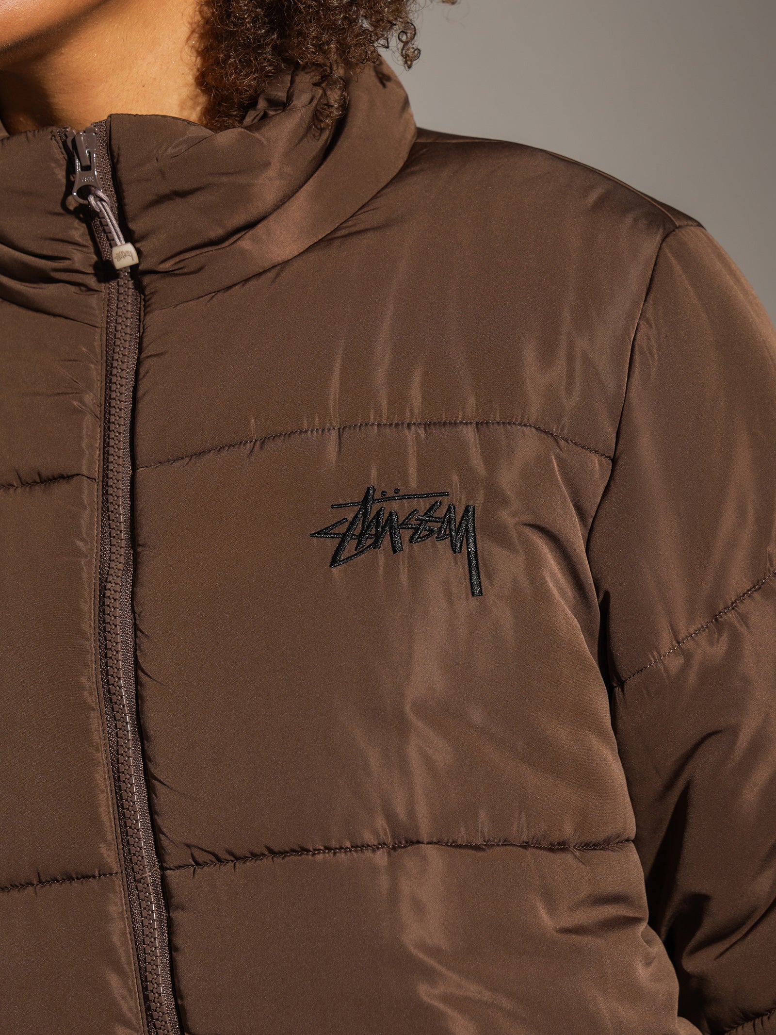 Stussy Stock Puffer Jacket Brown | Glue Store