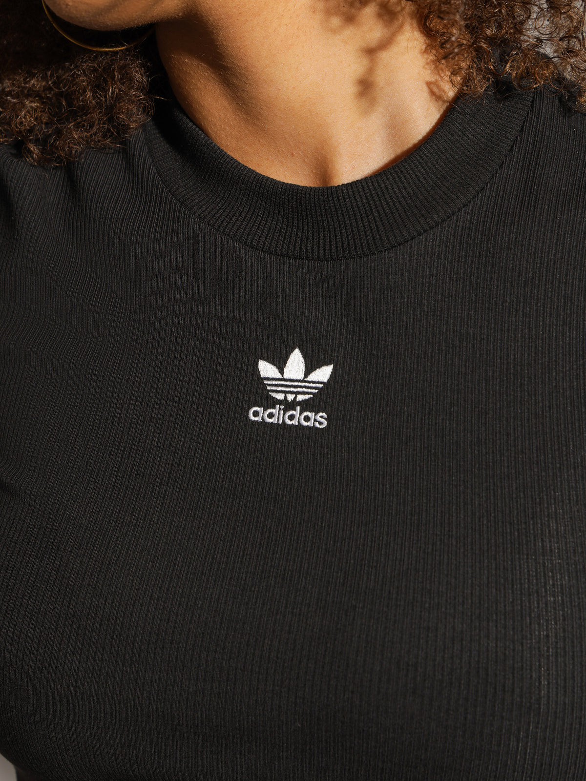 Adidas Cropped Rib Baby T-Shirt in Black