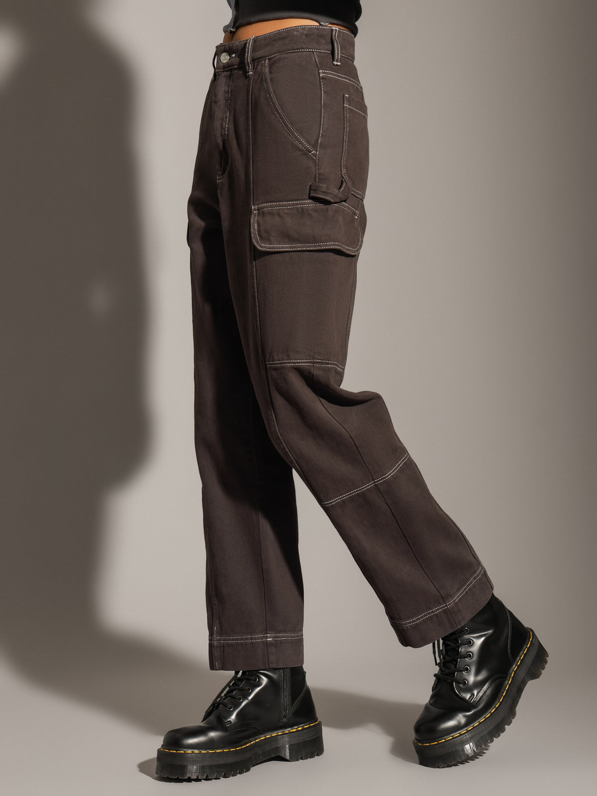 Ivy Cargo Pants in Washed Black