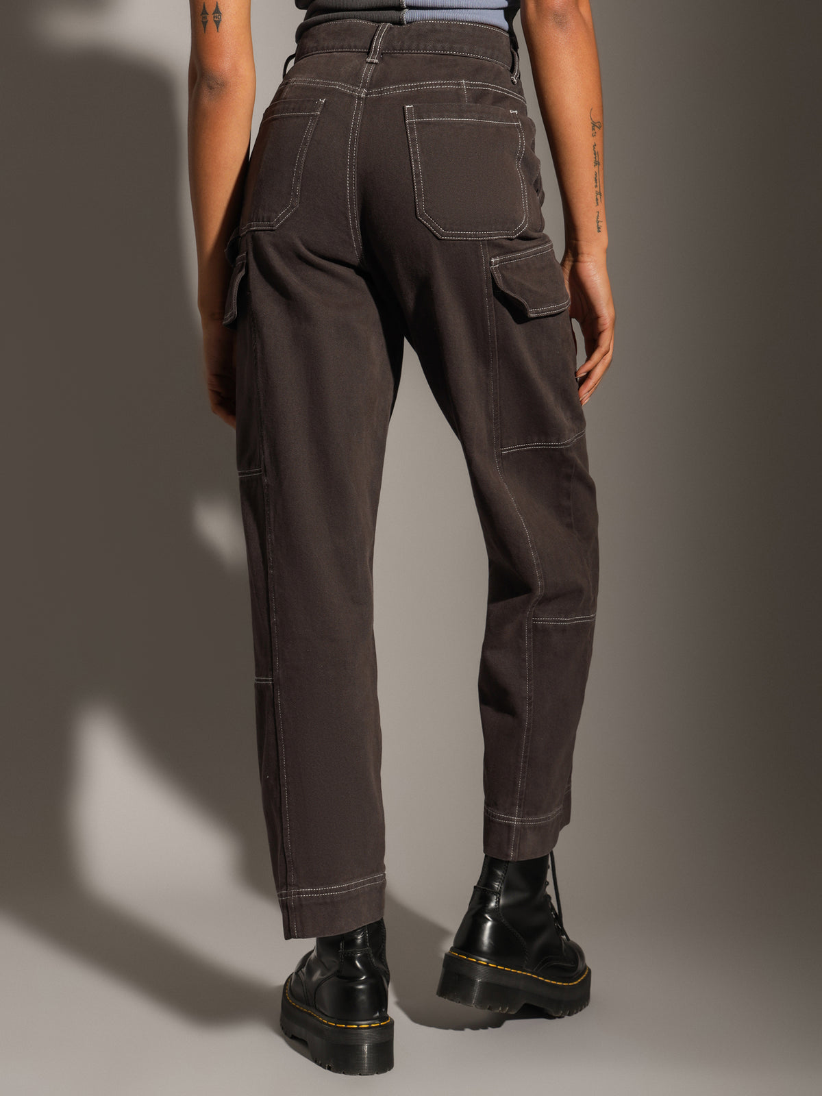Ivy Cargo Pants in Washed Black