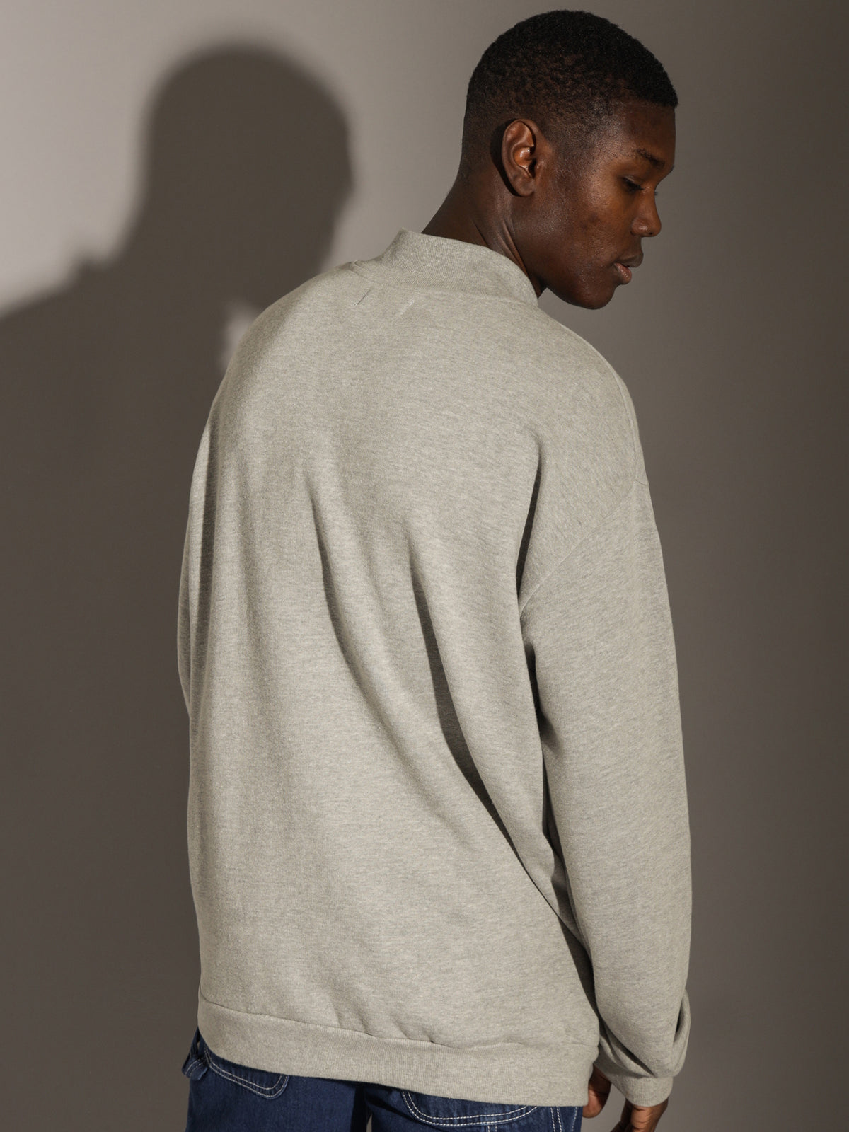 Arched 1/4 Zip Jumper in Grey Marle