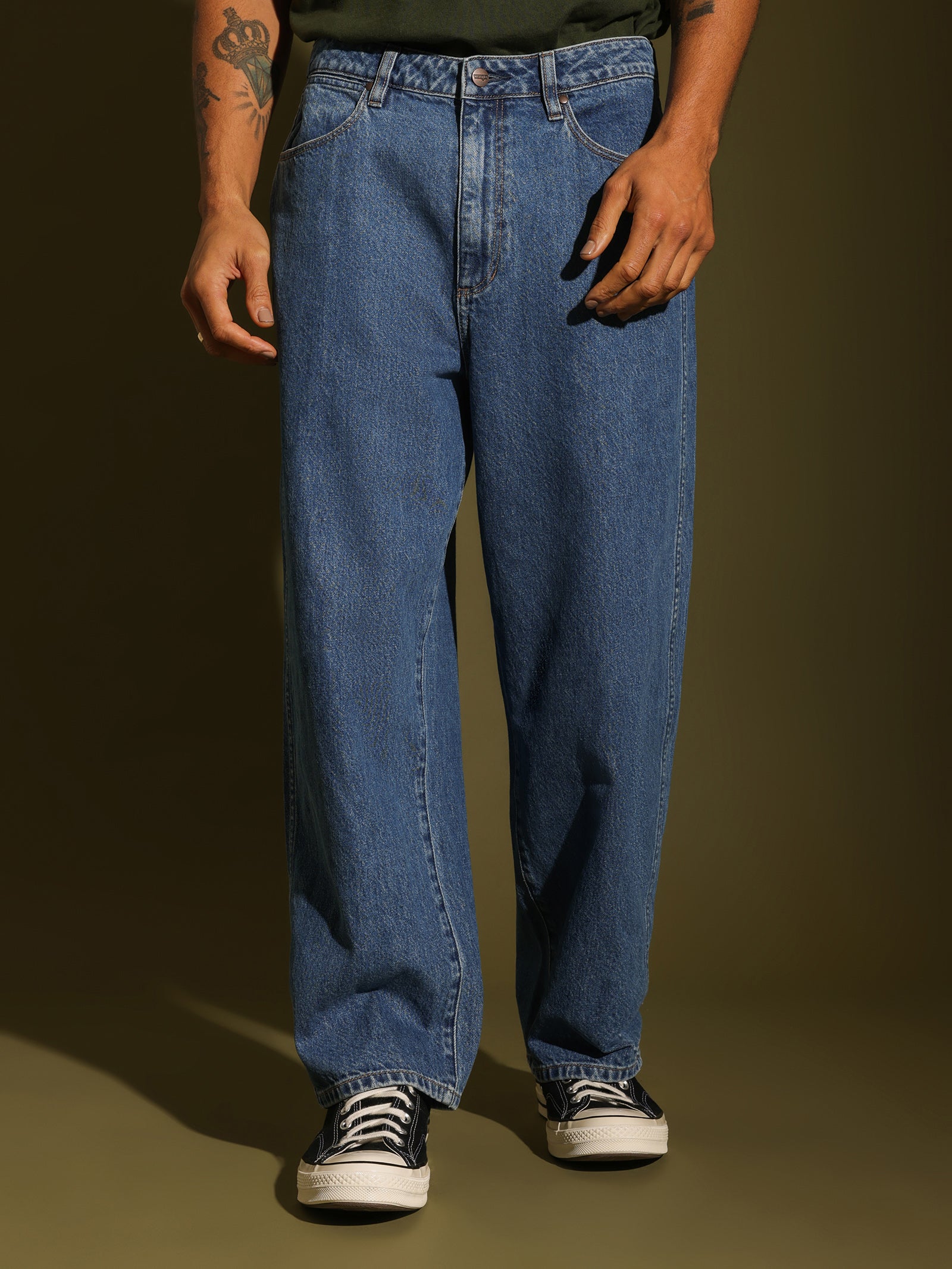 Super Baggy Jeans in Space Lord Mid Blue - Glue Store
