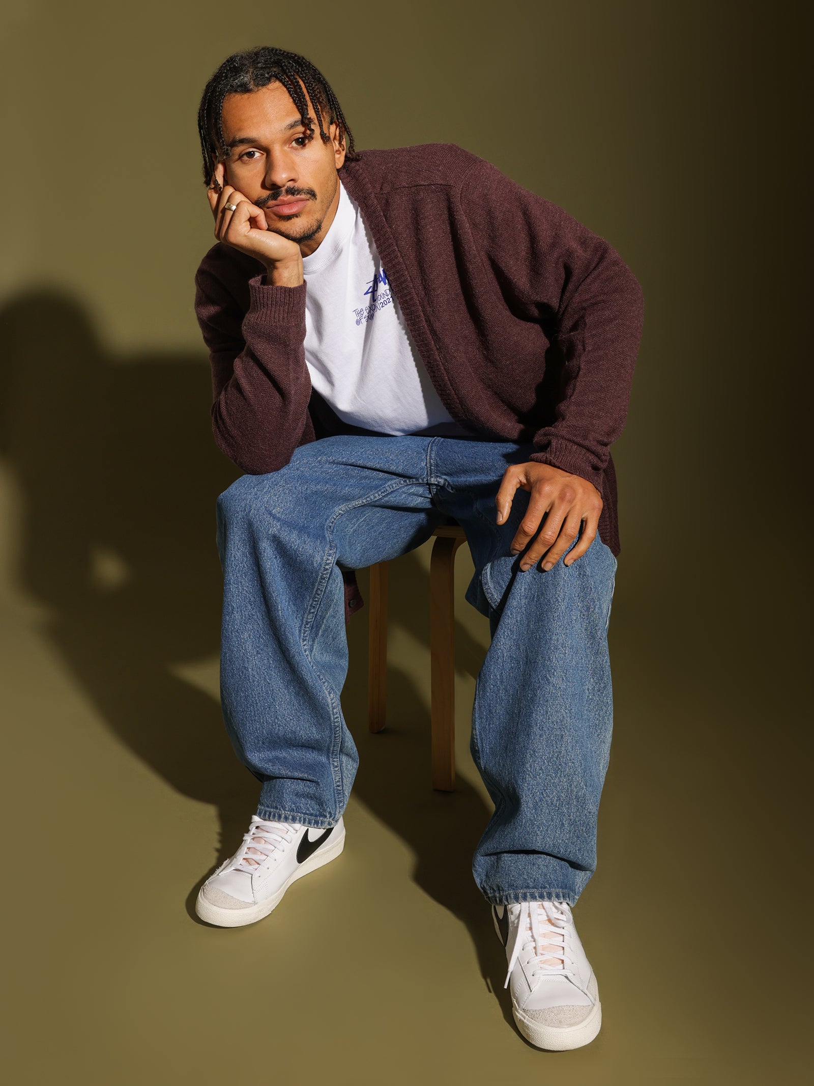 Stussy Shaggy Cardigan Maroon Glue Store