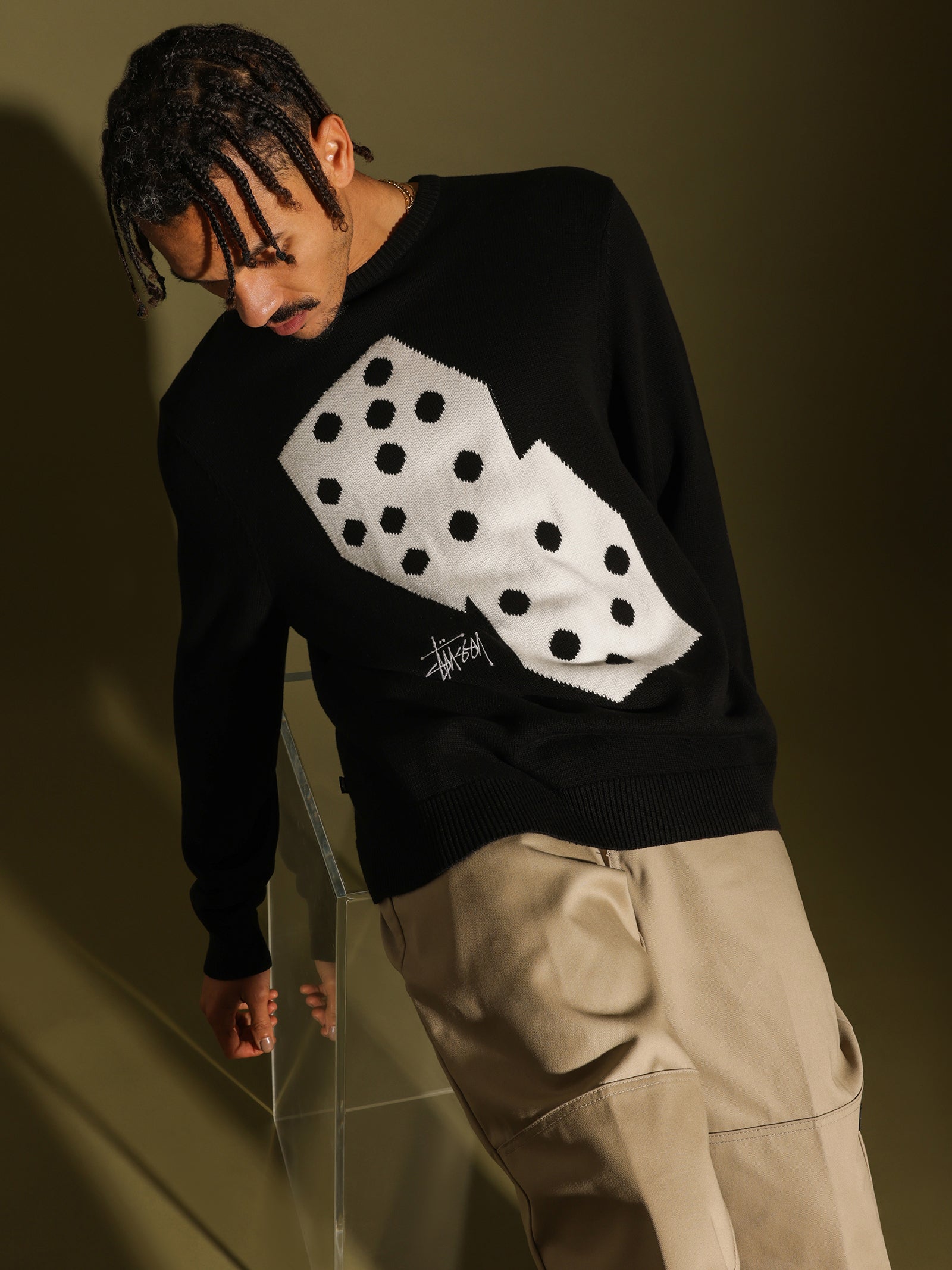 窪塚着 stussy 23aw DICE FUZZY CREW セーター ニット ☆23AW 最新作