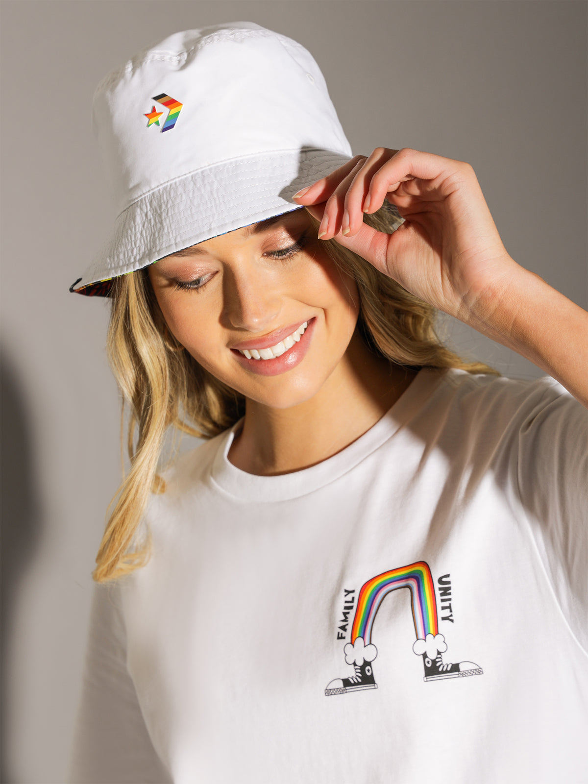 Pride Bandana Reversible Bucket Hat in White