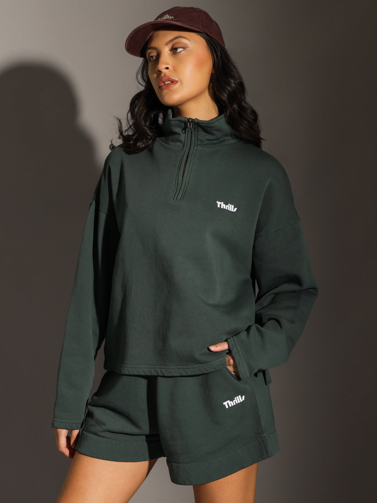 Limitless 3/4 Zip Pullover in Deep Forest Green