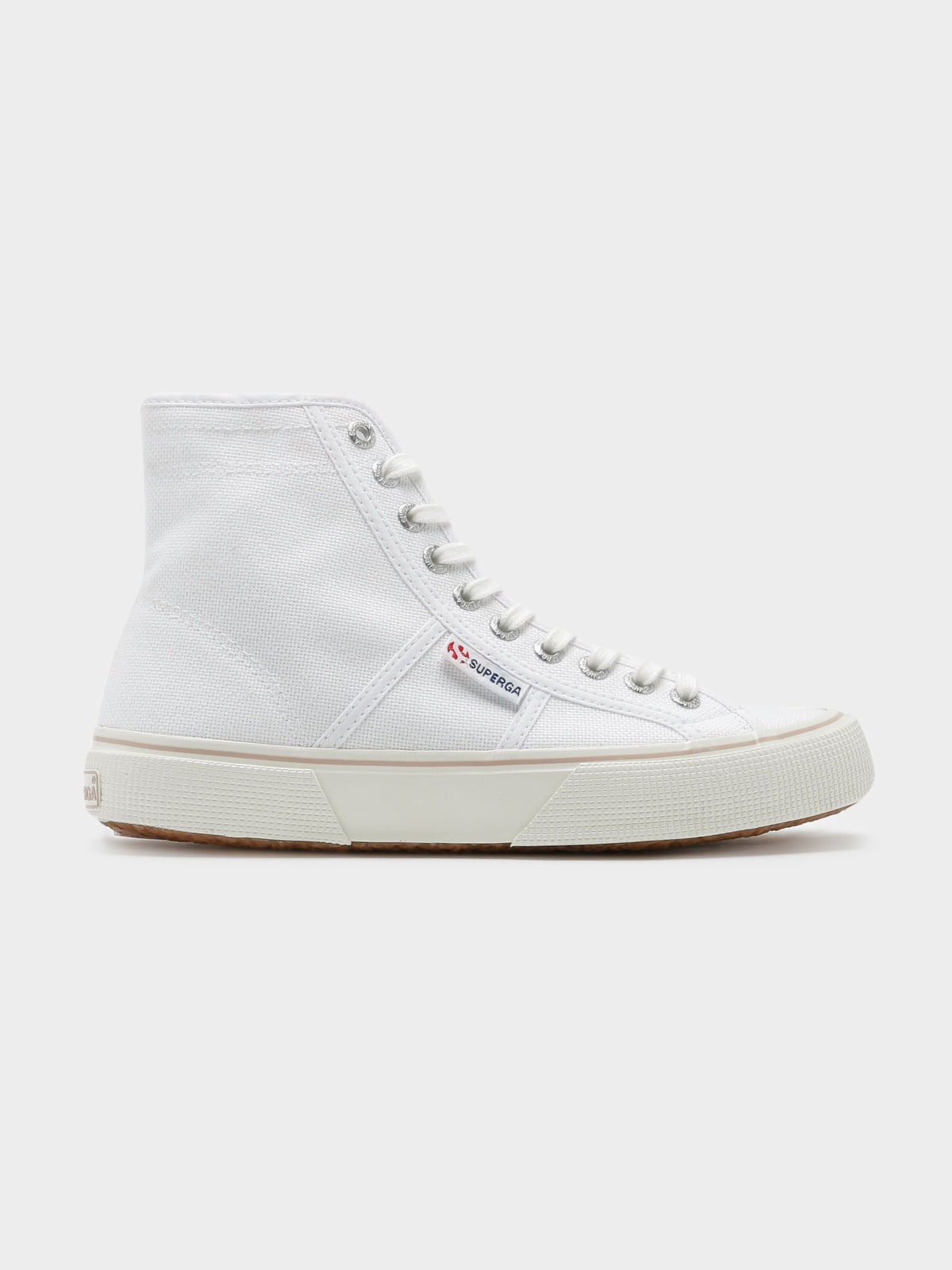 Superga Womens 2492 Bold High-Top Sneakers | J81 White - Pink Skin