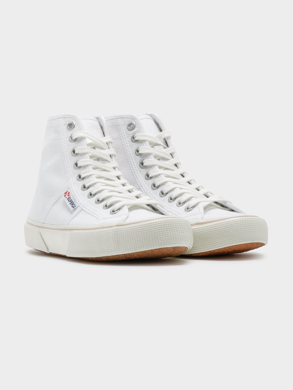 Superga Womens 2492 Bold High-Top Sneakers | J81 White - Pink Skin