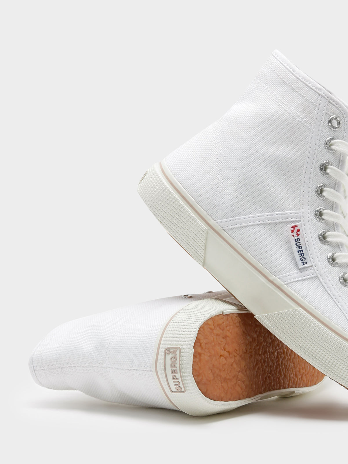 Superga Womens 2492 Bold High-Top Sneakers | J81 White - Pink Skin