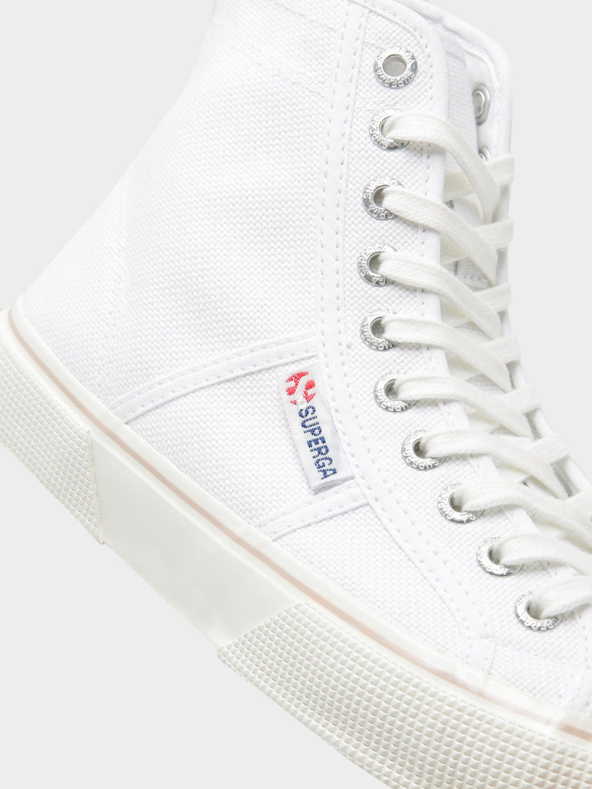 Superga Womens 2492 Bold High-Top Sneakers | J81 White - Pink Skin
