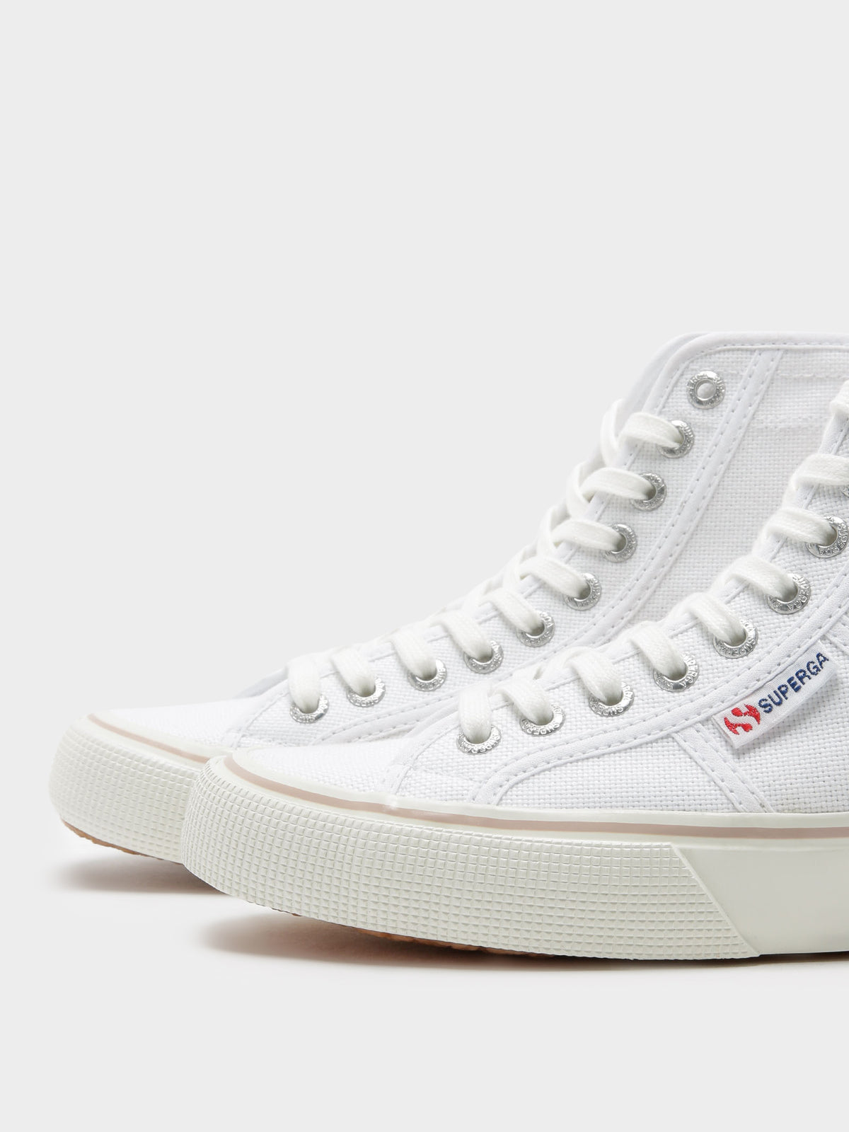 Superga Womens 2492 Bold High-Top Sneakers | J81 White - Pink Skin