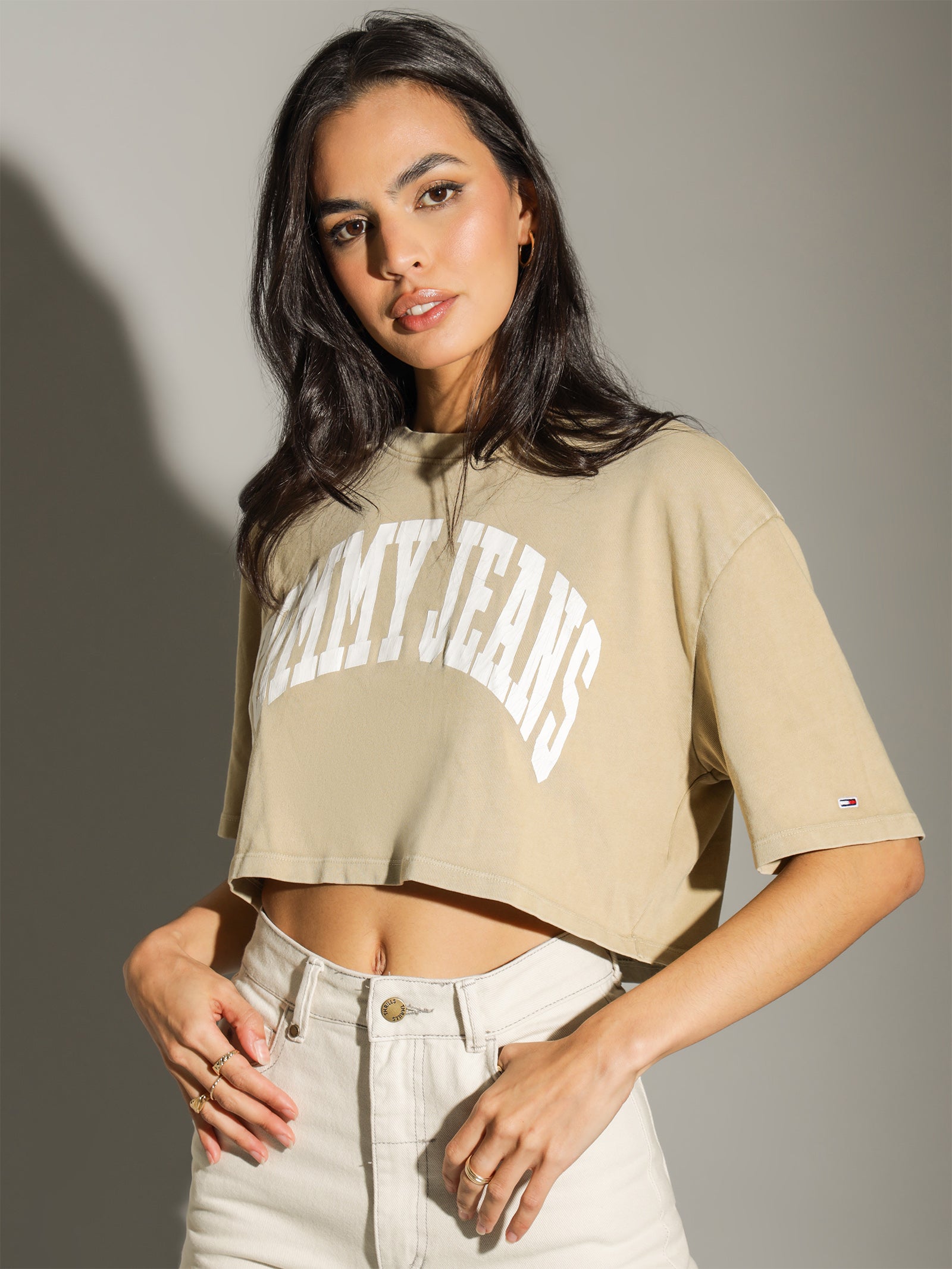 Oversized Crop College Short Sleeve T-Shirt