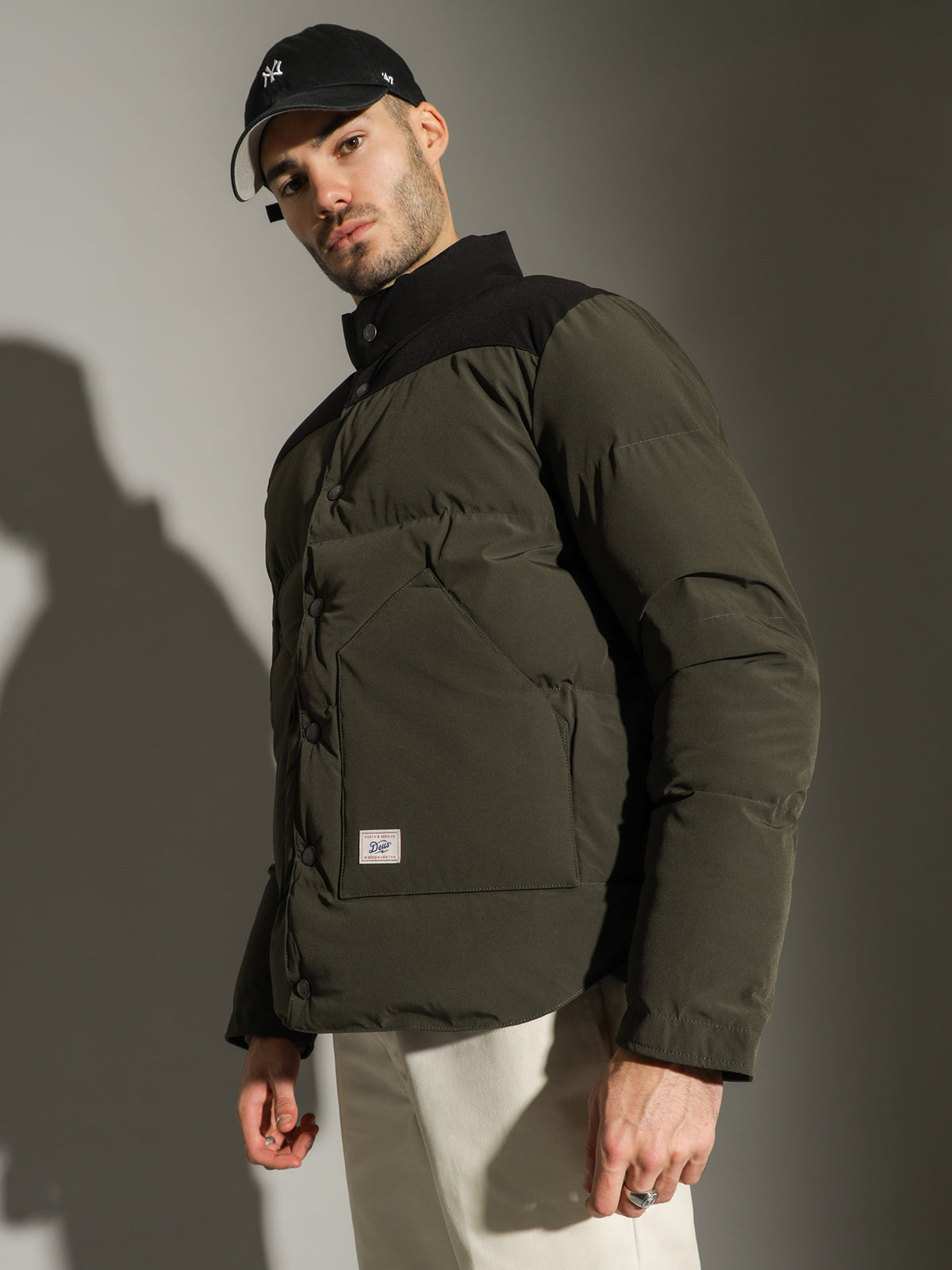 Evans Padded Puffer Jacket in Forest Green