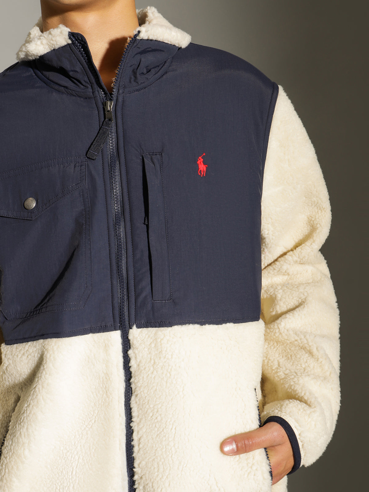 Polo Faux Shearling Jacket in Winter Cream