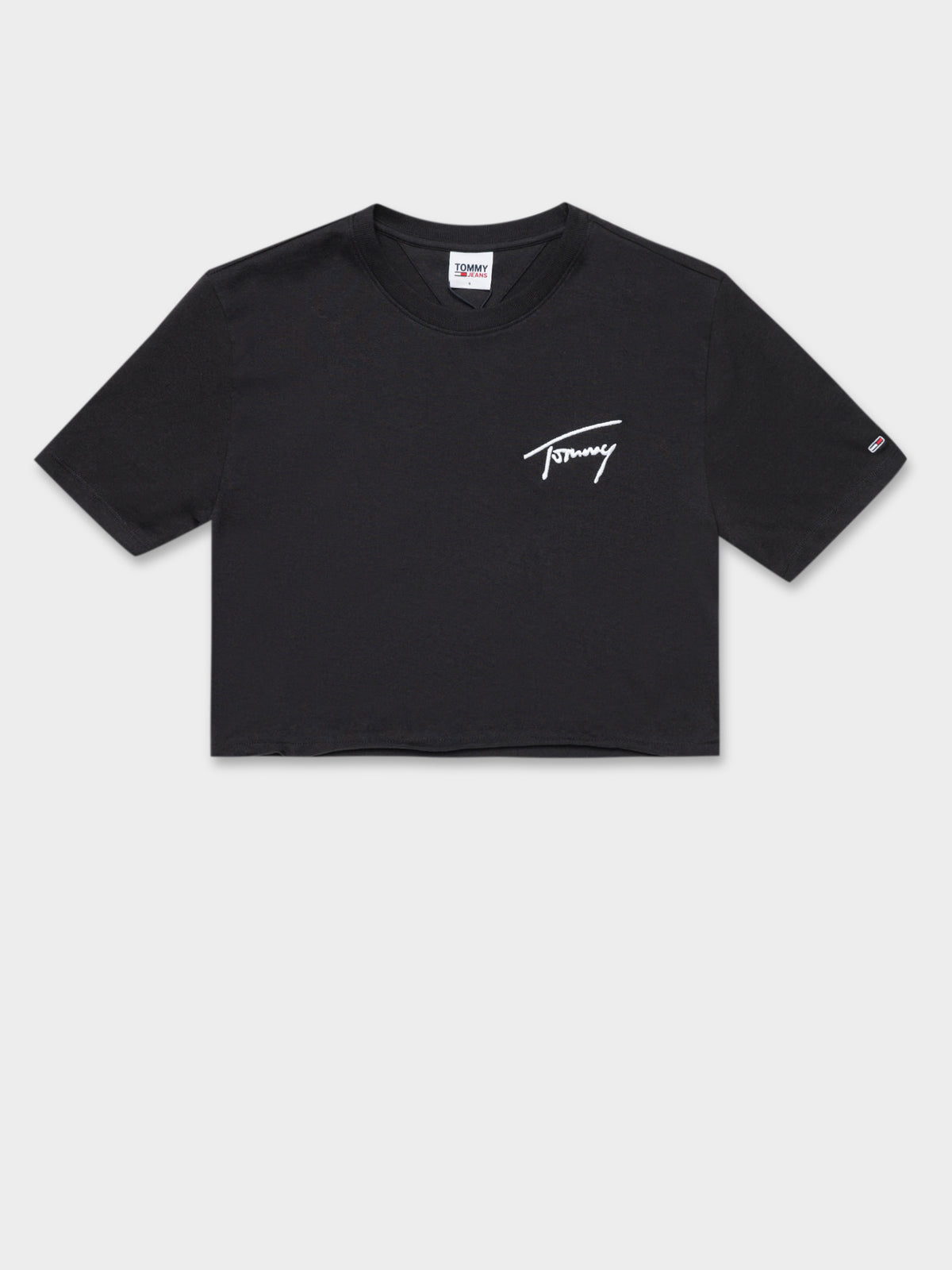 Super Crop Signature Short Sleeve T-Shirt in Black